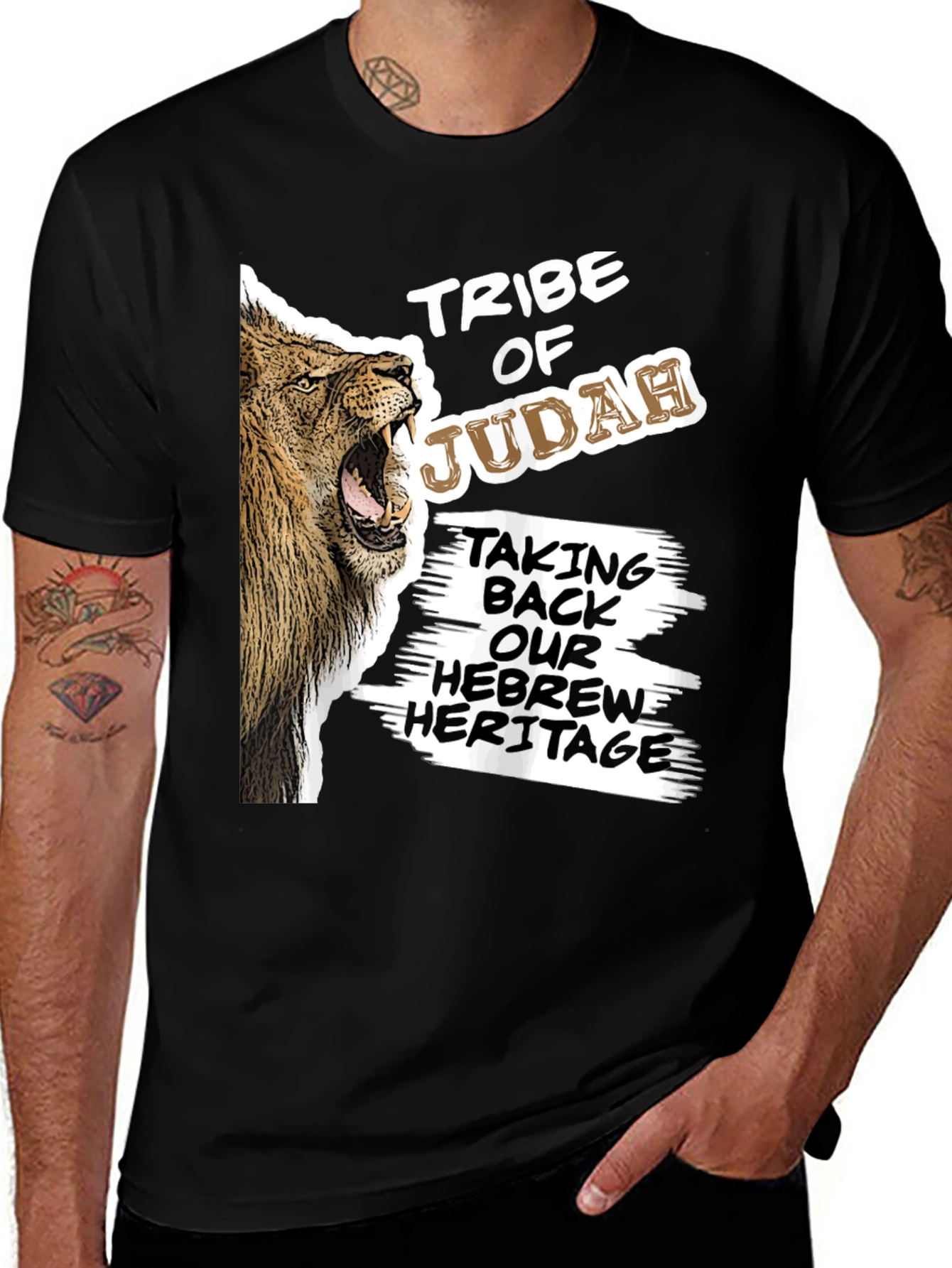 Tribe of Judah Lion Graphic Tee - Hebrew Heritage T-Shirt