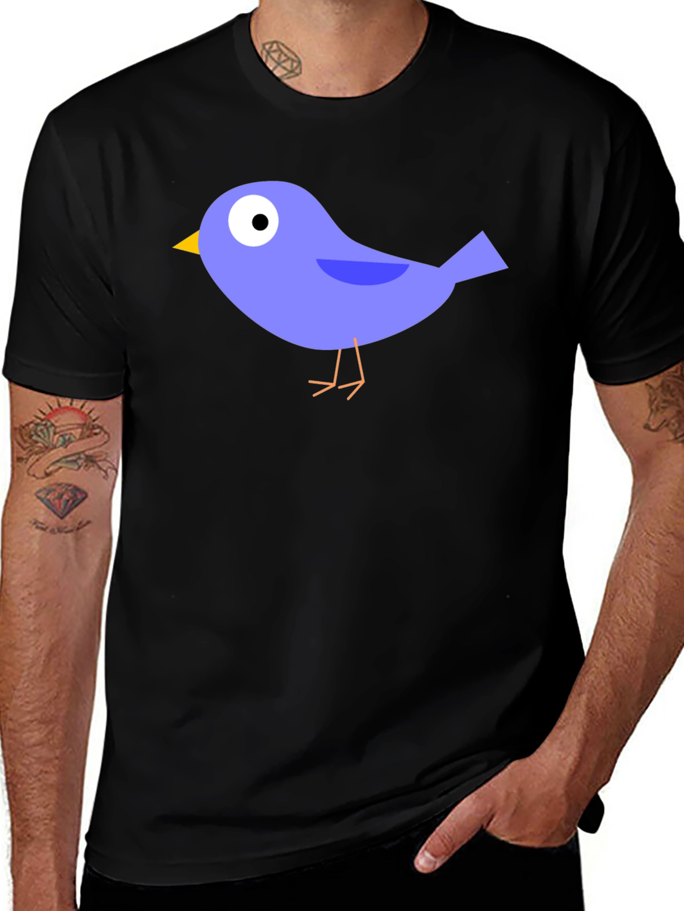 Blue Bird Graphic Black T-Shirt