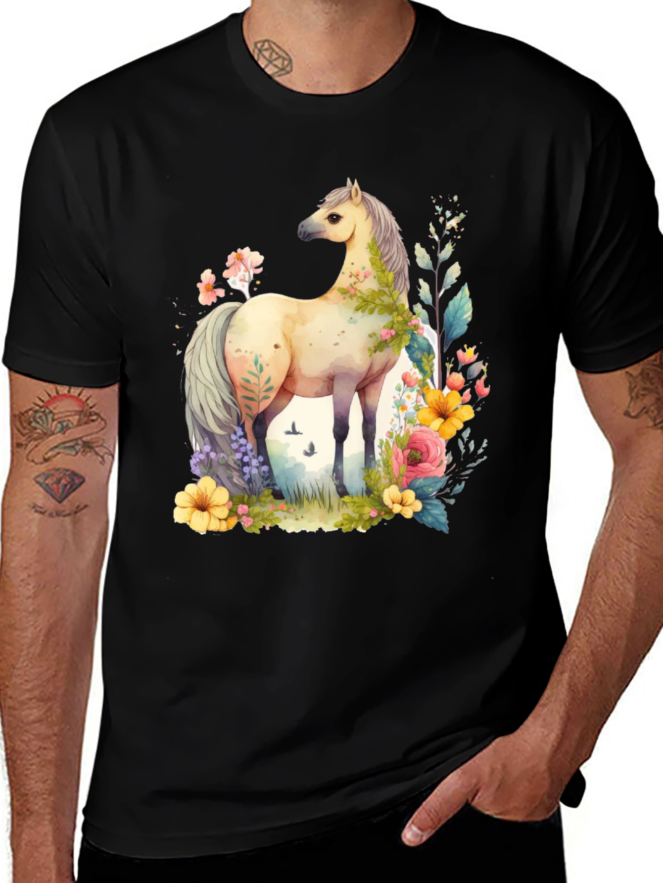 Variant 23 of Horse Floral T-Shirt