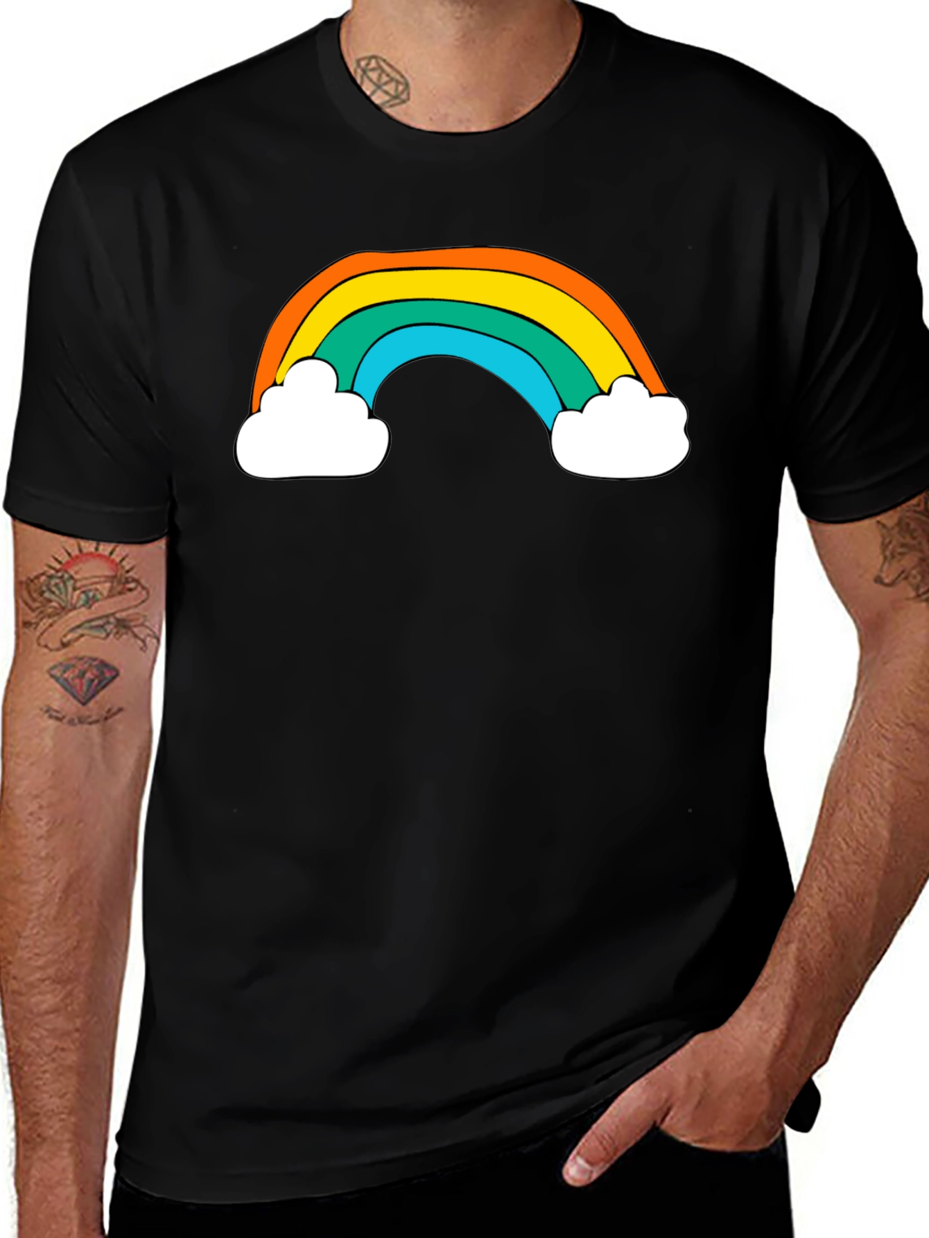 Variant 13 of Retro Rainbow Graphic Black T-Shirt