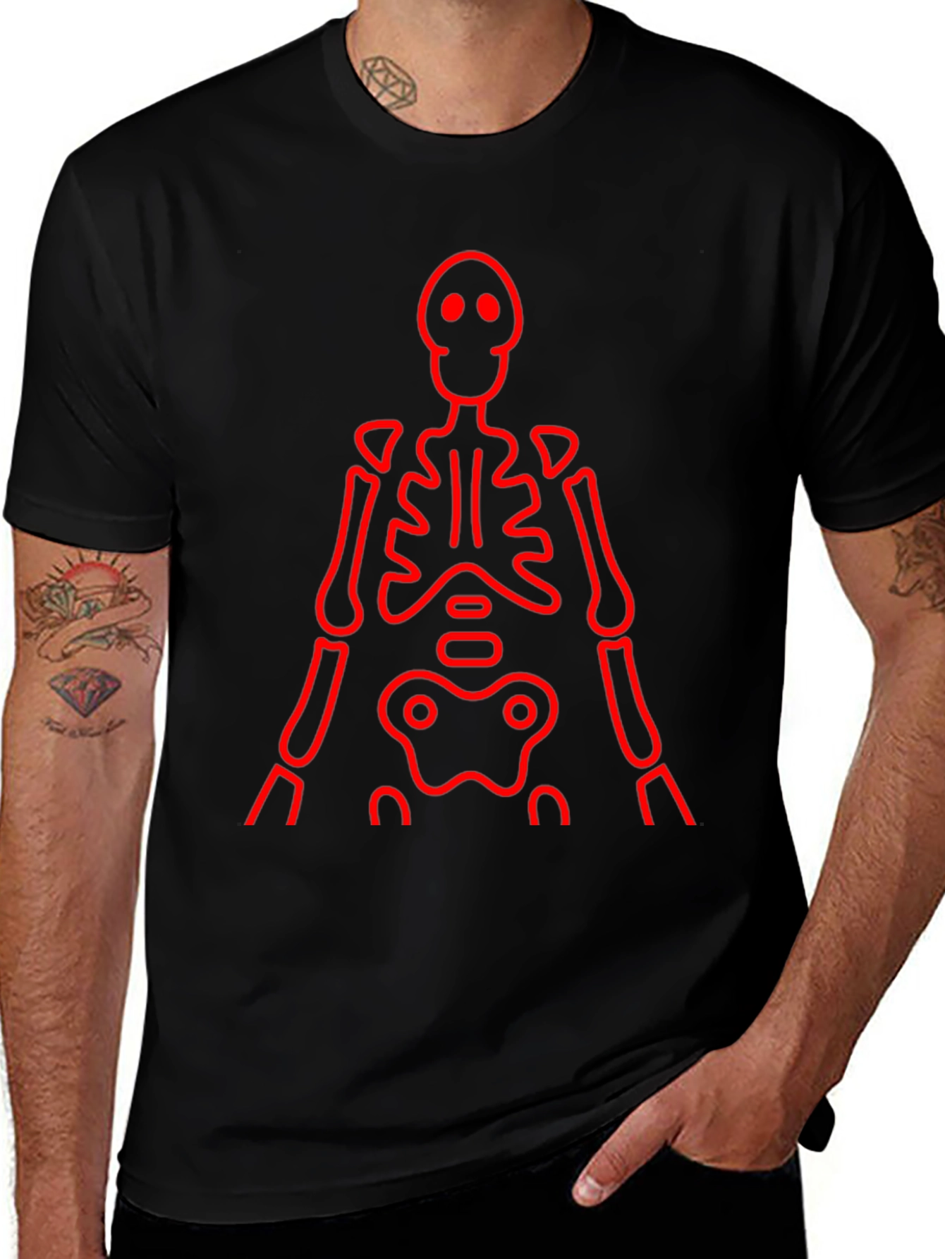 Red Skeleton Graphic Black Tee
