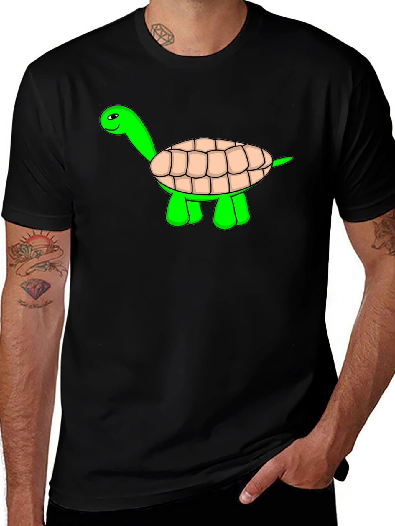 Variant 17 of Cartoon Turtle Black T-Shirt