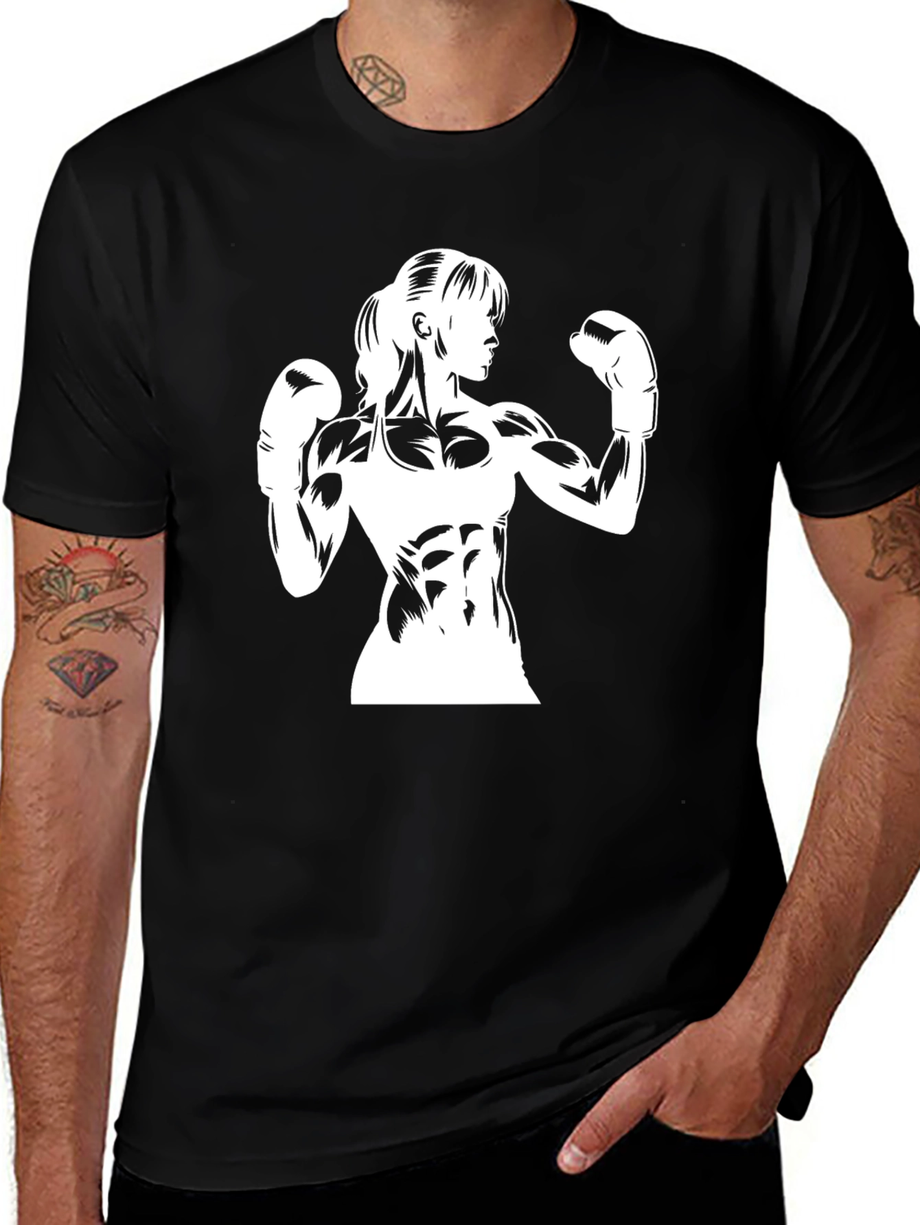 Variant 22 of Women's Boxer Graphic T-Shirt - Black