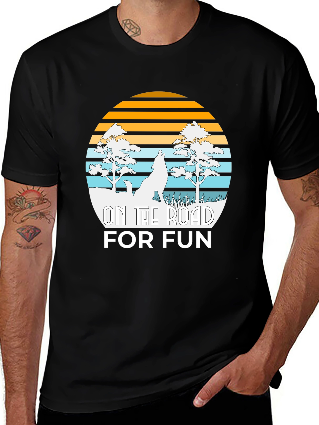 Variant 20 of On The Road For Fun Wolf Graphic Tee