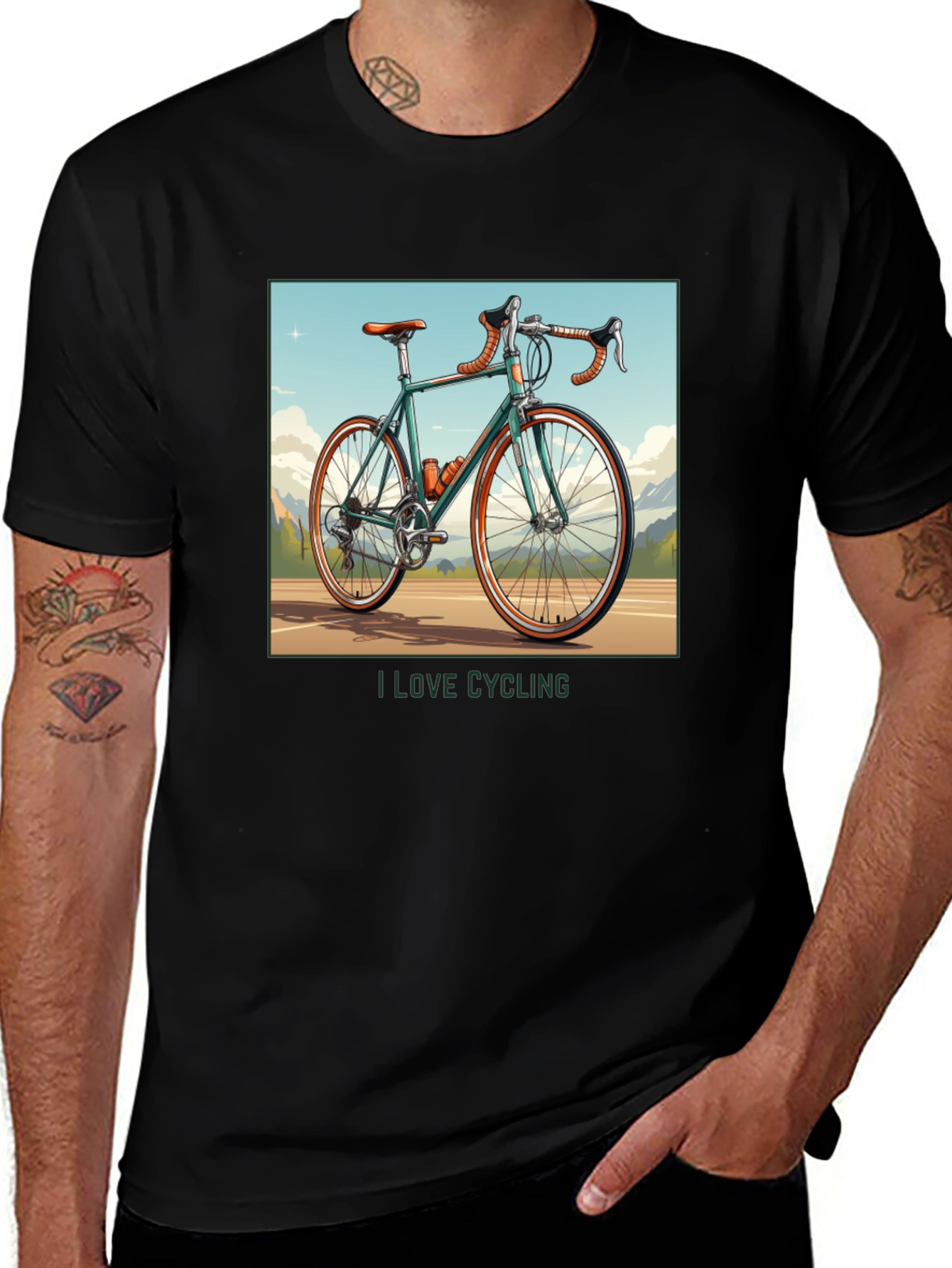 Variant 28 of I Love Cycling Black Graphic T-Shirt