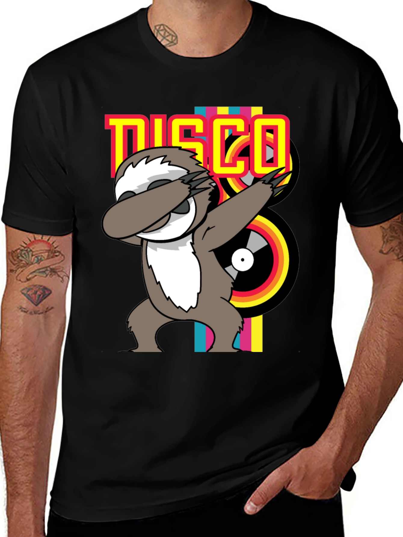 Variant 26 of Sloth Disco Dab Black T-Shirt