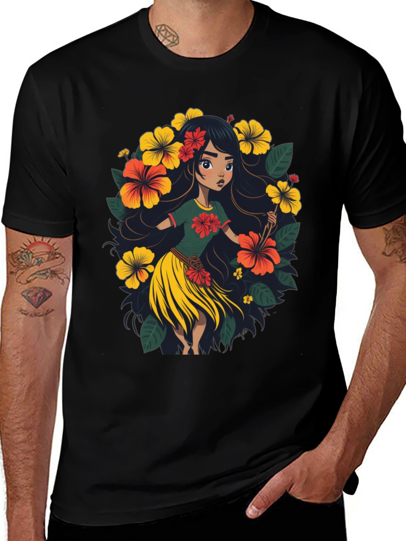 Variant 4 of Hibiscus Hula Girl Graphic Tee - Island Style