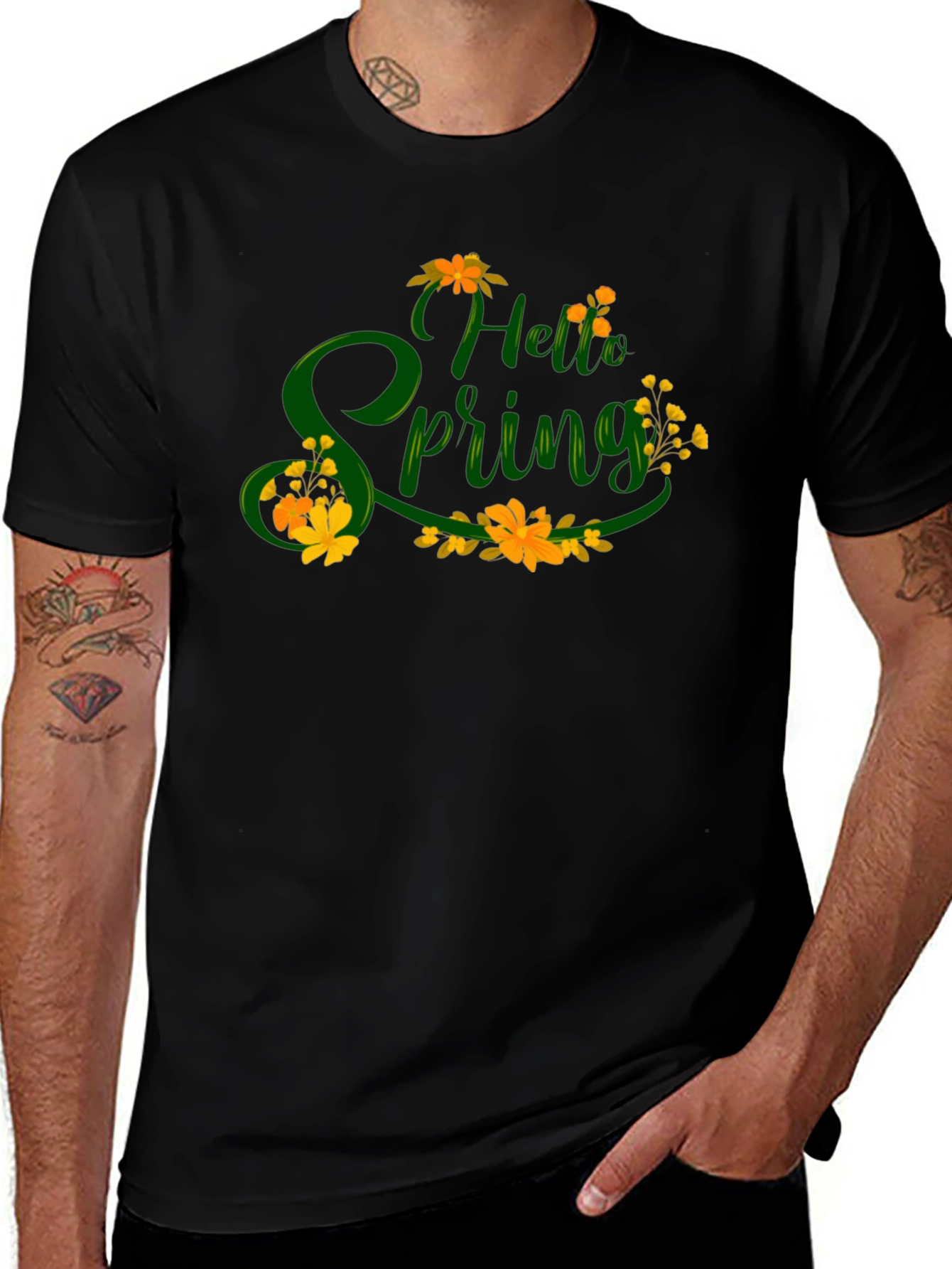 Variant 28 of Hello Spring Graphic Tee - Floral Spring Shirt