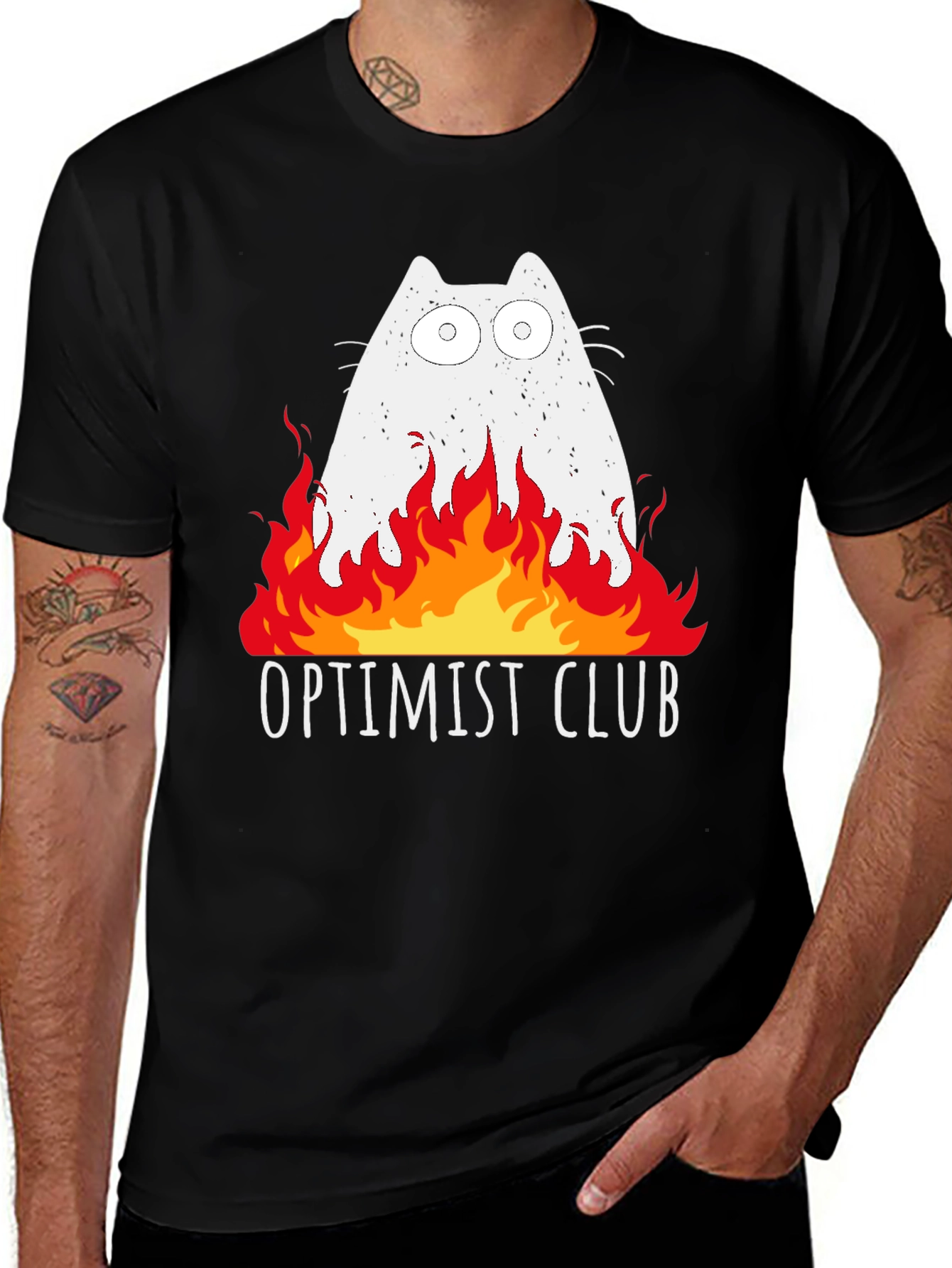 Variant 13 of Optimist Club Cat Fire Graphic T-Shirt