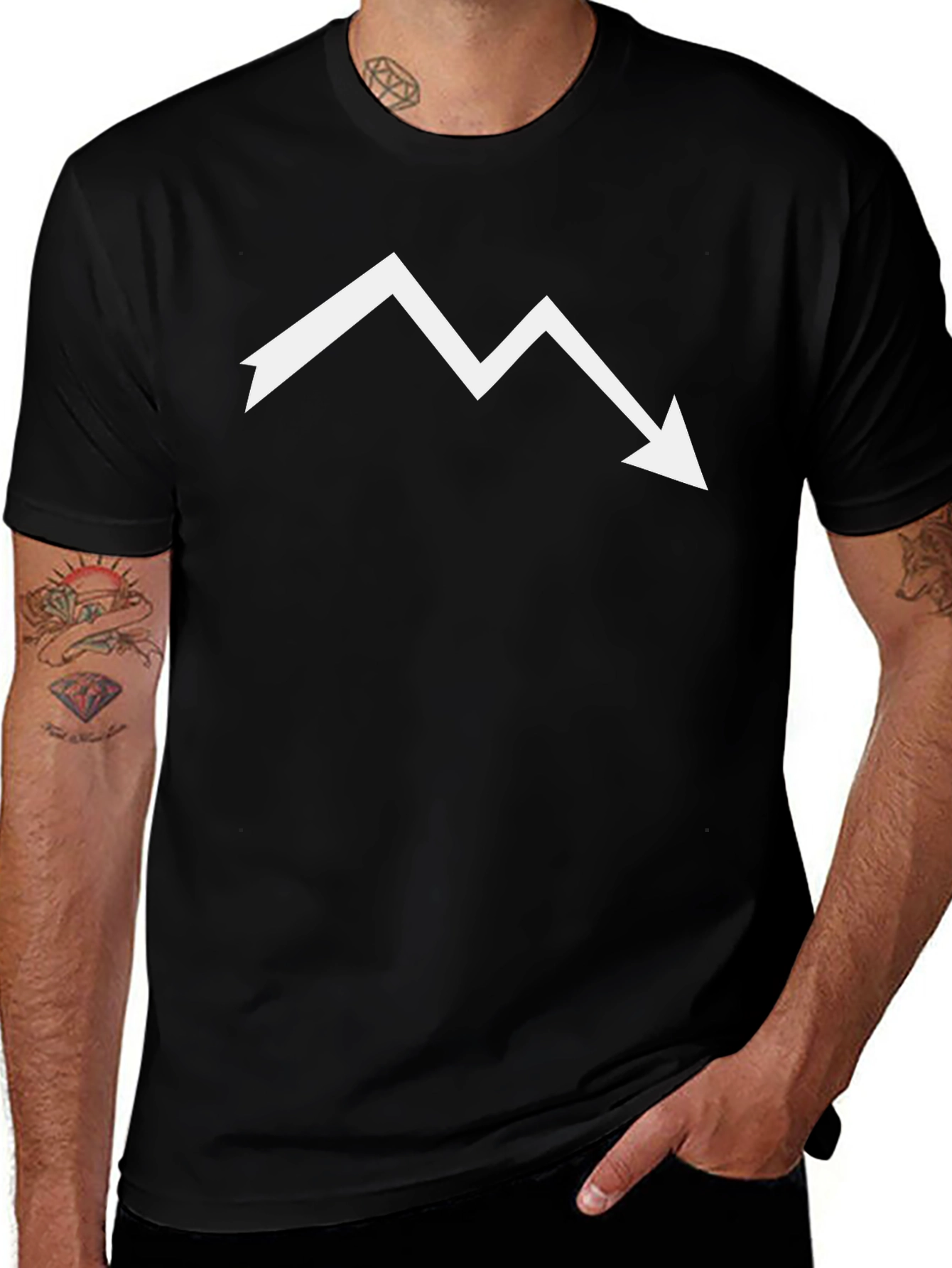 Variant 15 of Downward Trend Graphic Tee - Black Cotton T-Shirt