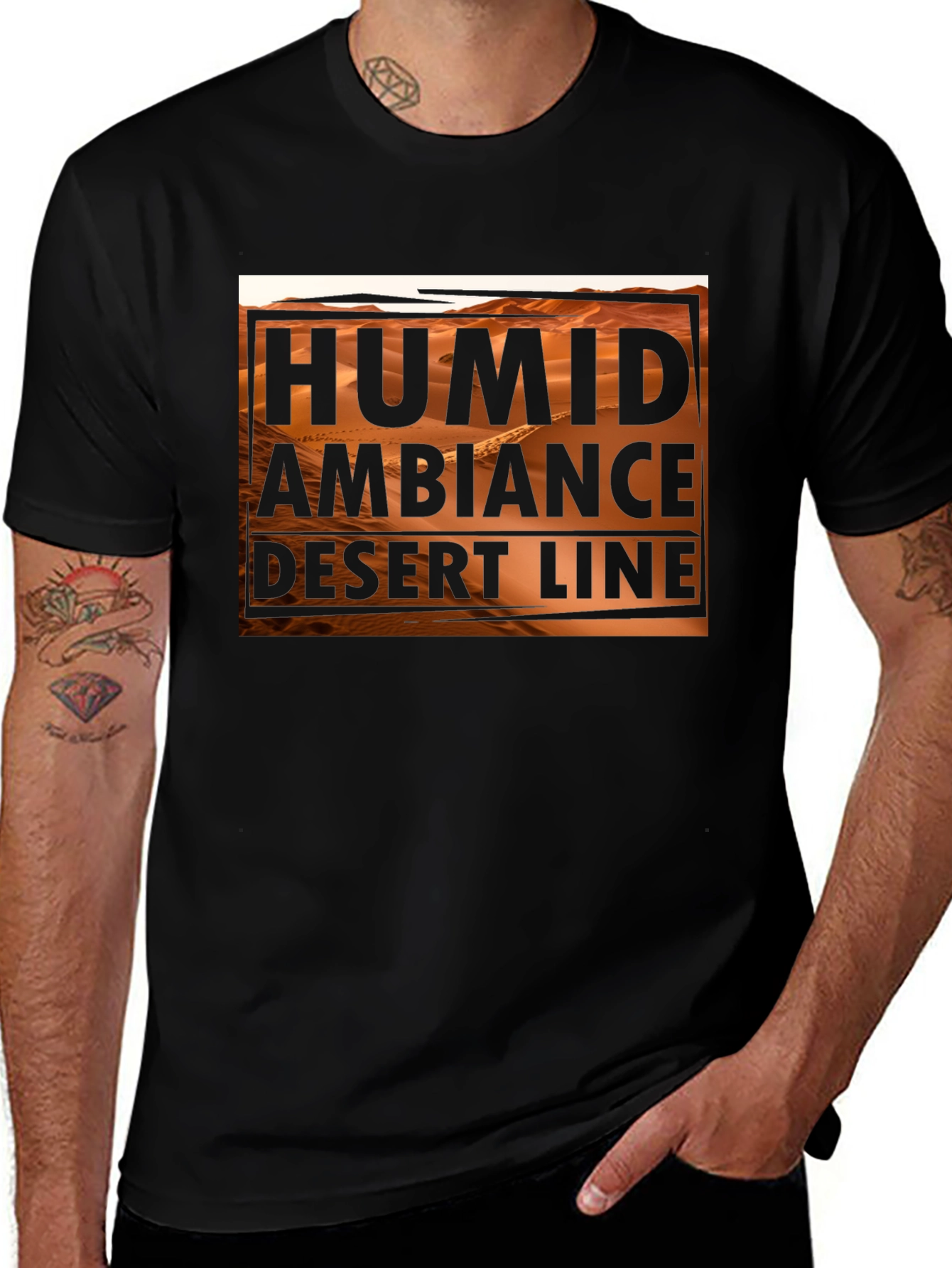 Variant 9 of Humid Ambiance Desert Line Black T-Shirt