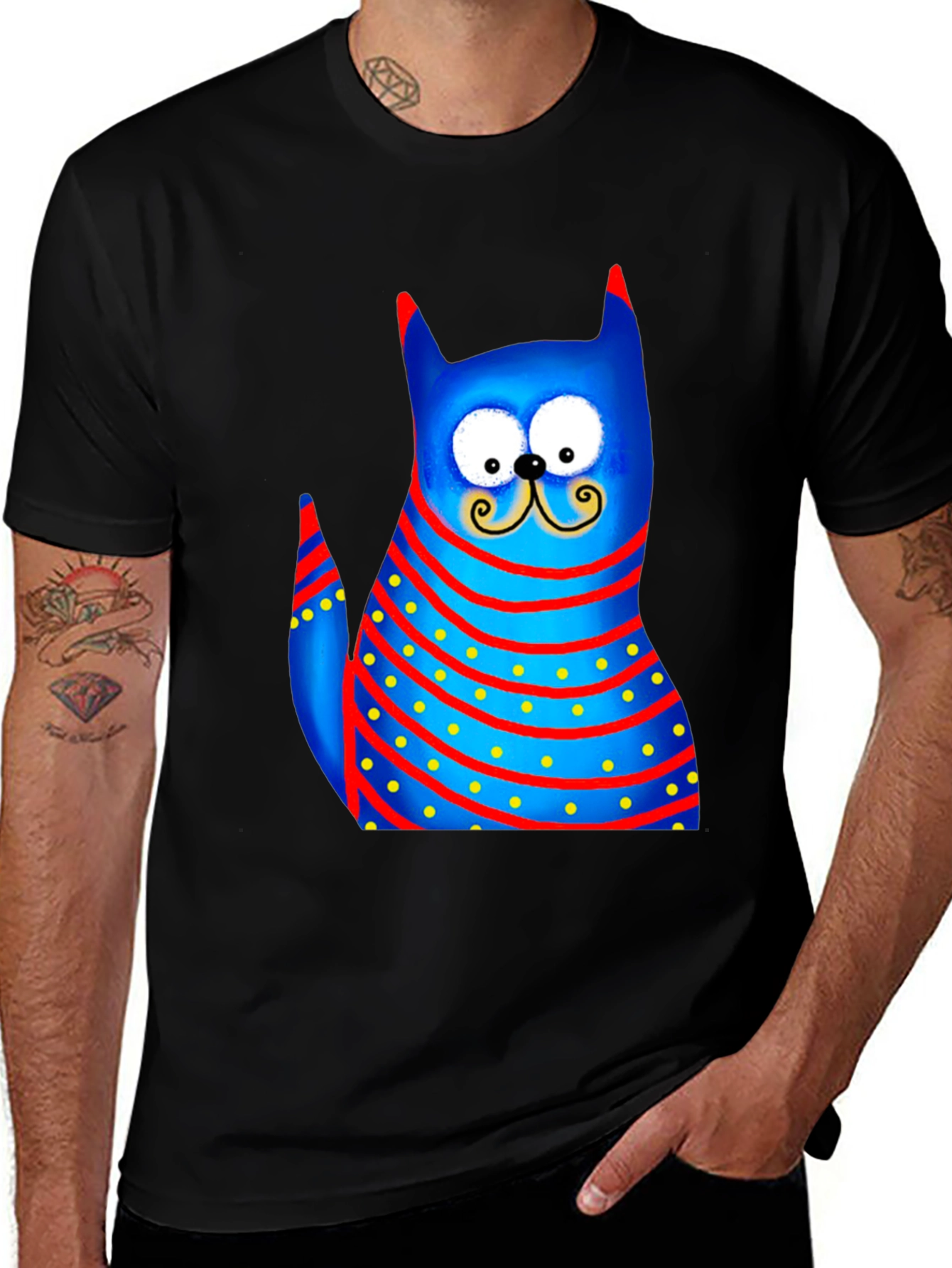 Variant 28 of Cartoon Cat Graphic Tee - Whimsical Style