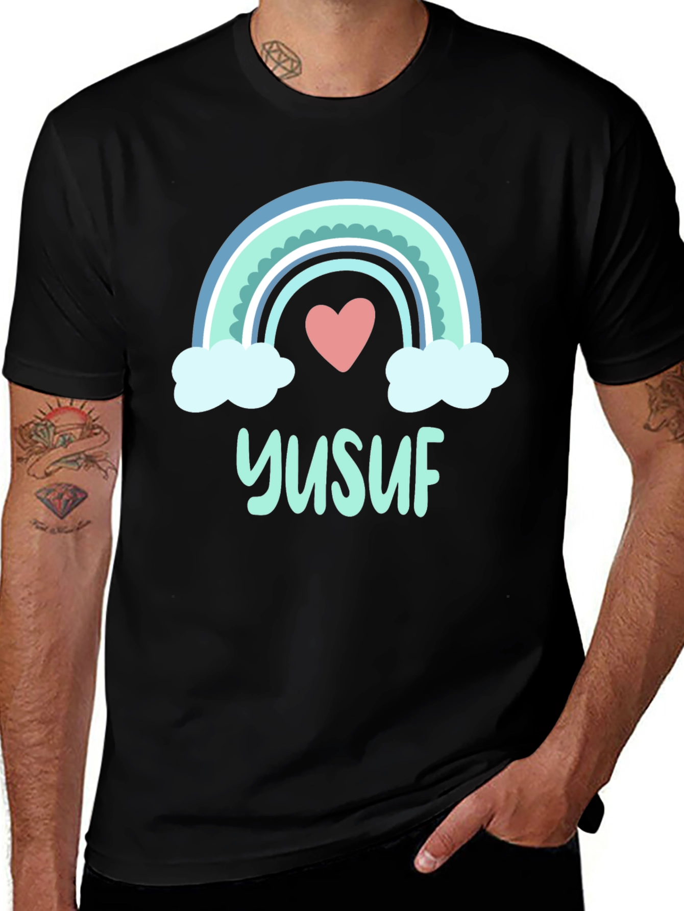 Variant 7 of Yusuf Rainbow Heart T-Shirt - Personalized Gift