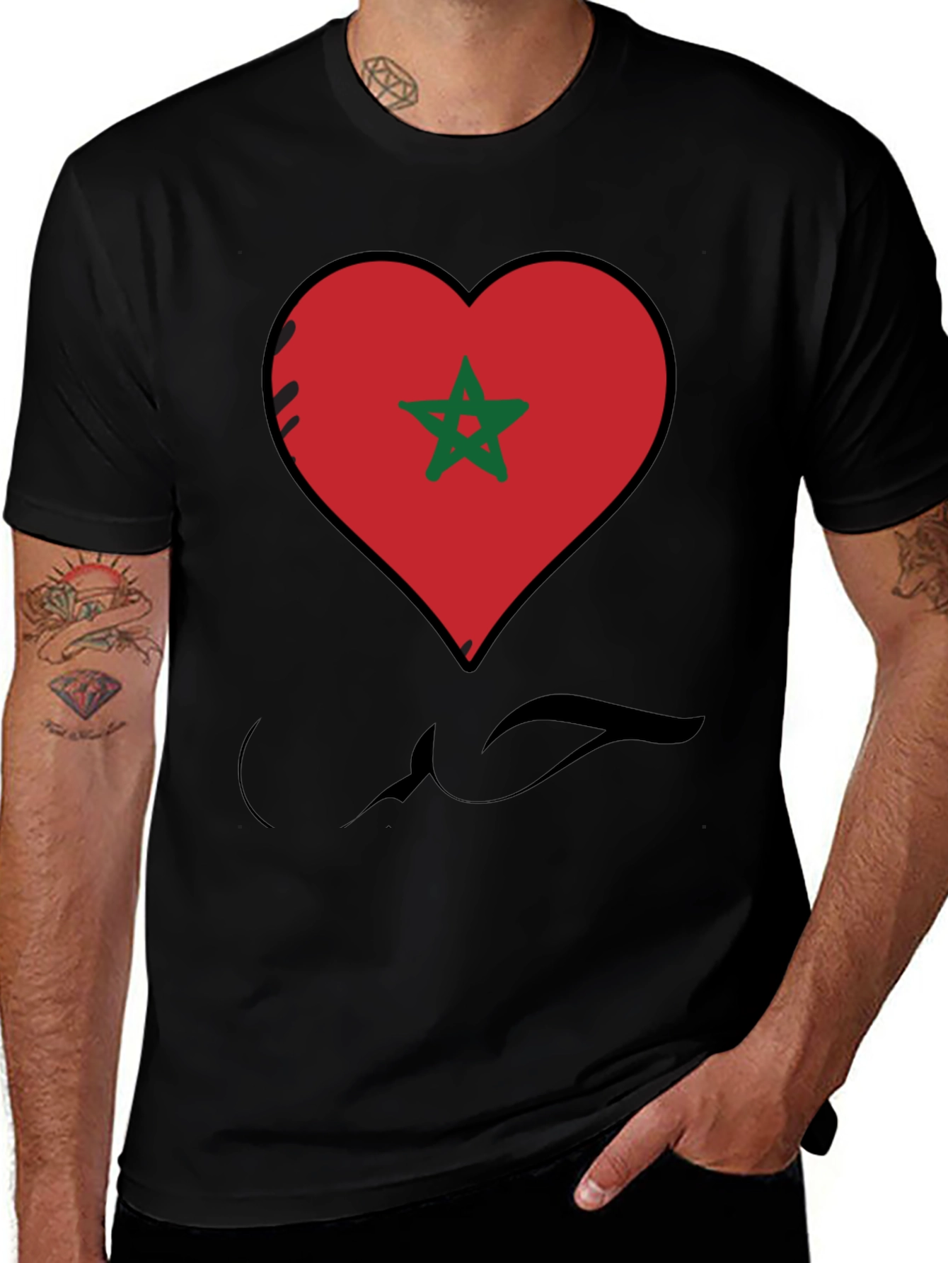 Morocco Love Heart Flag T-Shirt