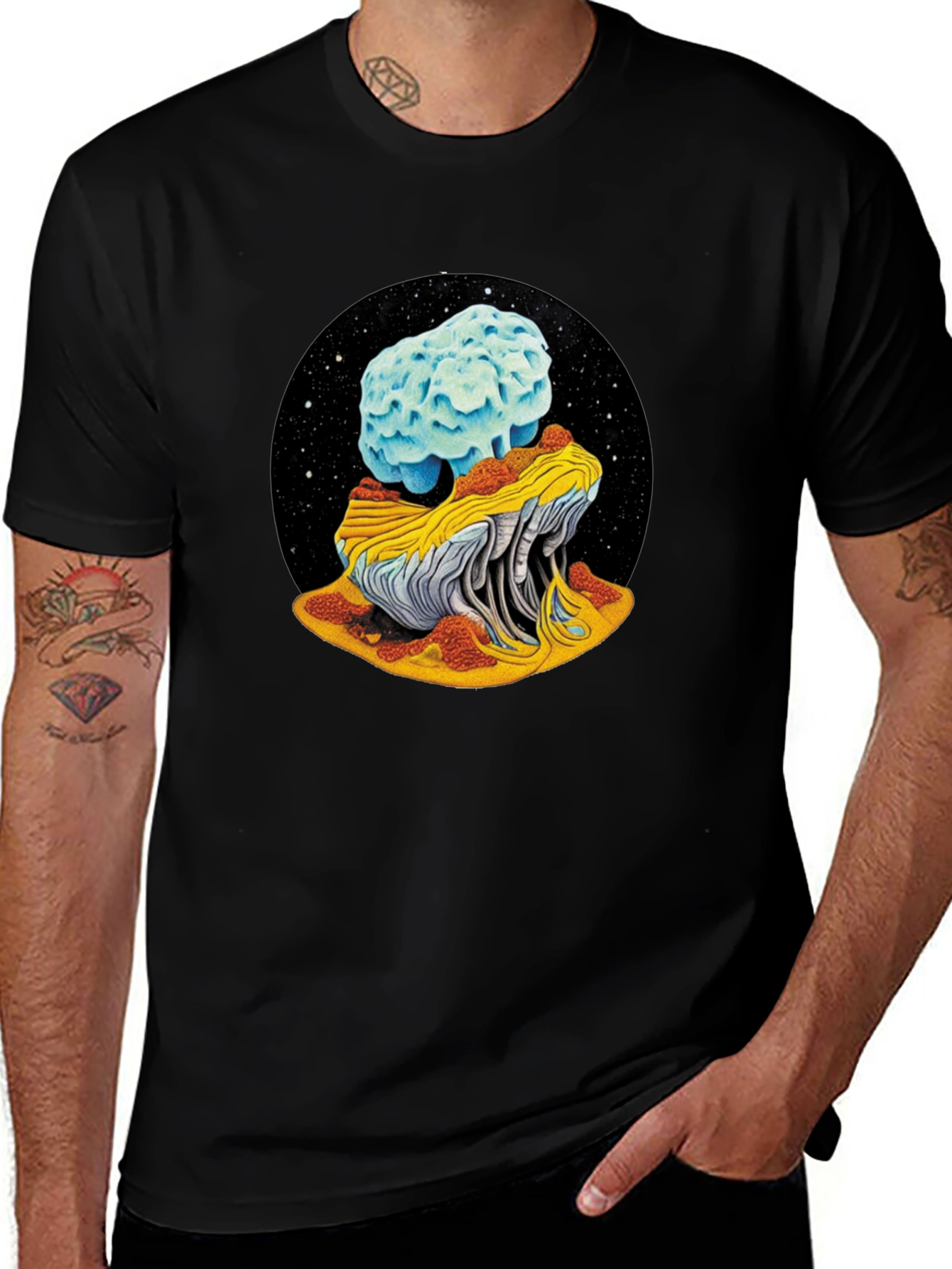 Variant 24 of Cosmic Mushroom Tee - Black Unisex