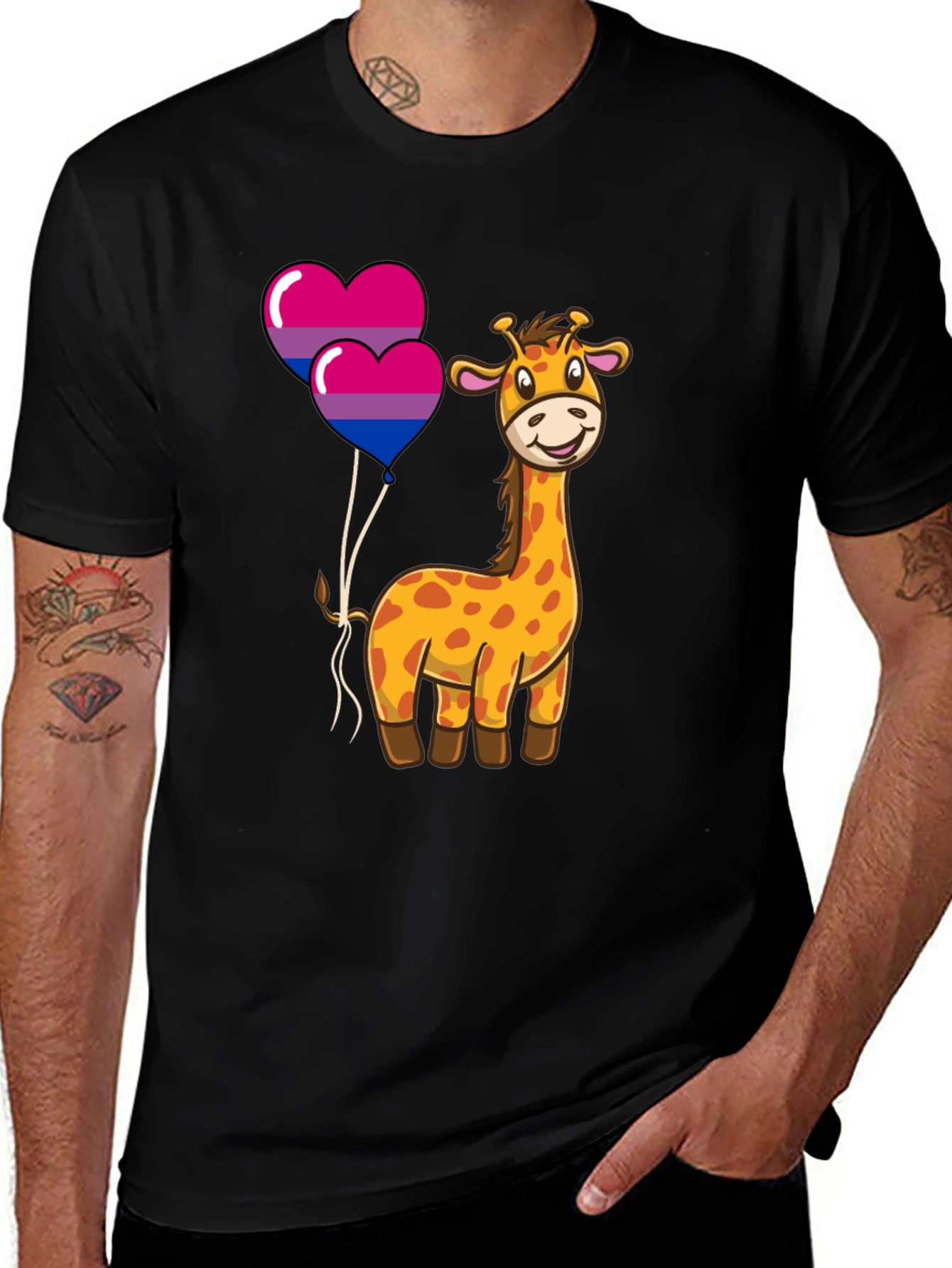 Variant 26 of Bisexual Giraffe Heart Balloons Graphic T-Shirt