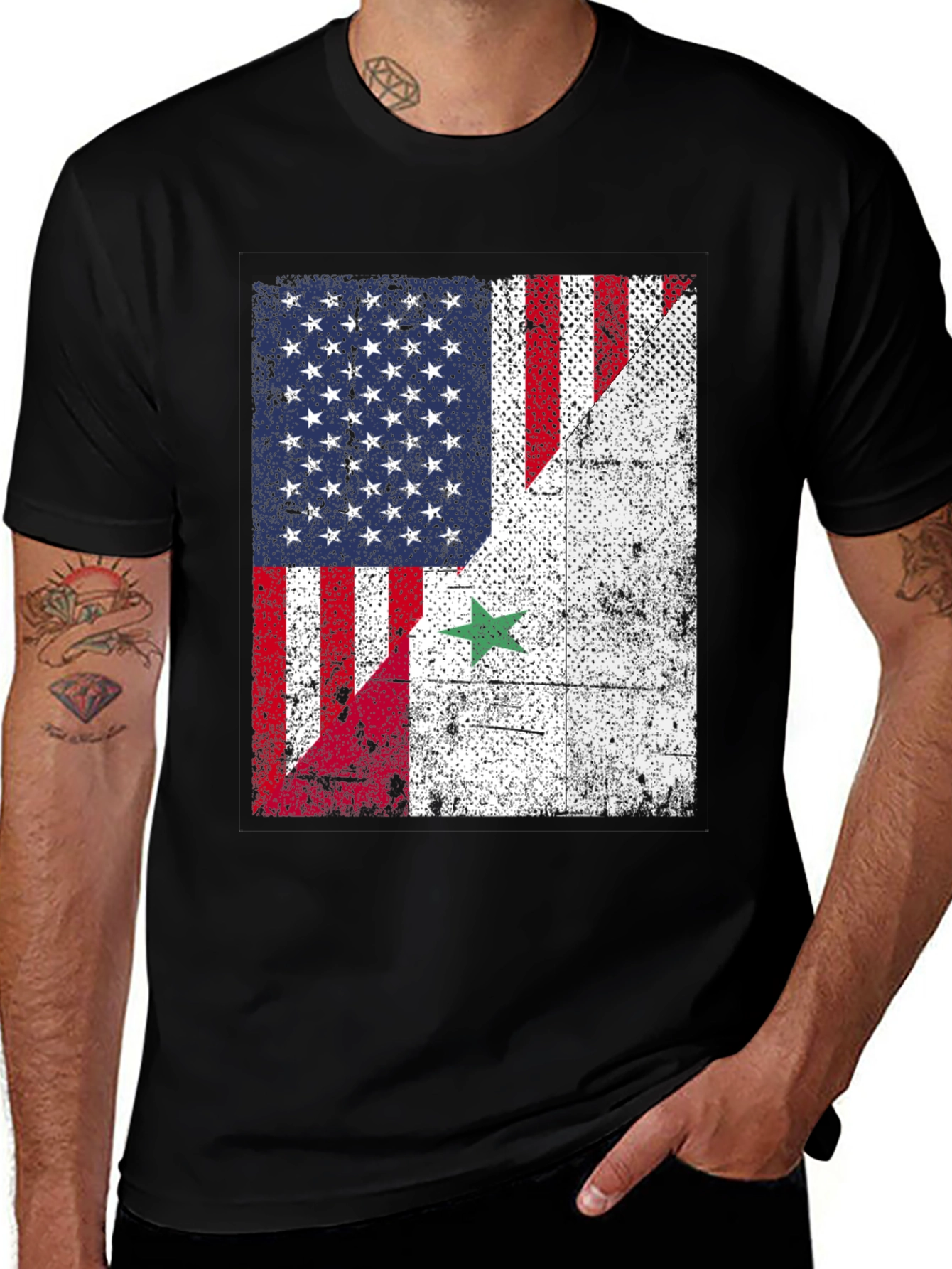 Variant 17 of USA Syria Flag T-Shirt