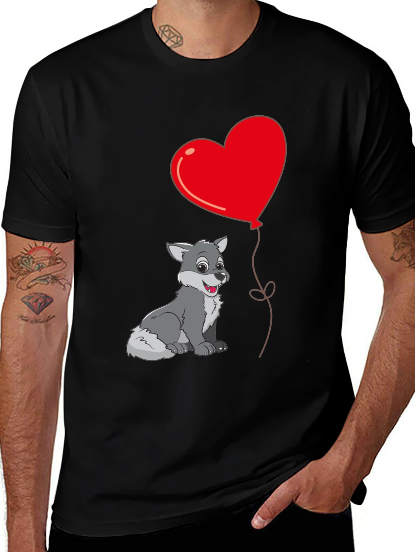 Variant 22 of Cute Wolf Pup Heart Balloon T-Shirt