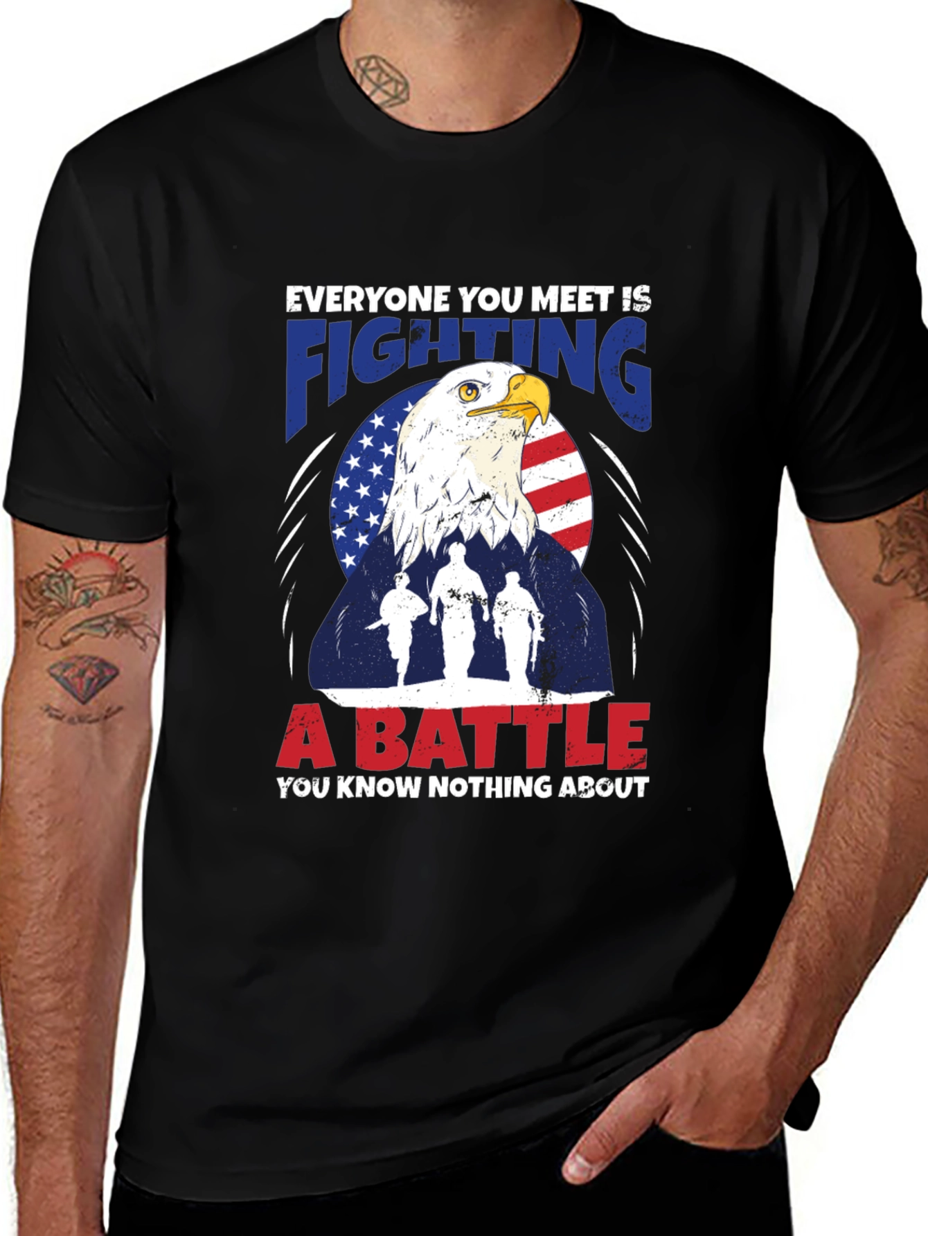 Variant 7 of Patriotic Eagle 'Fighting a Battle' Graphic Tee