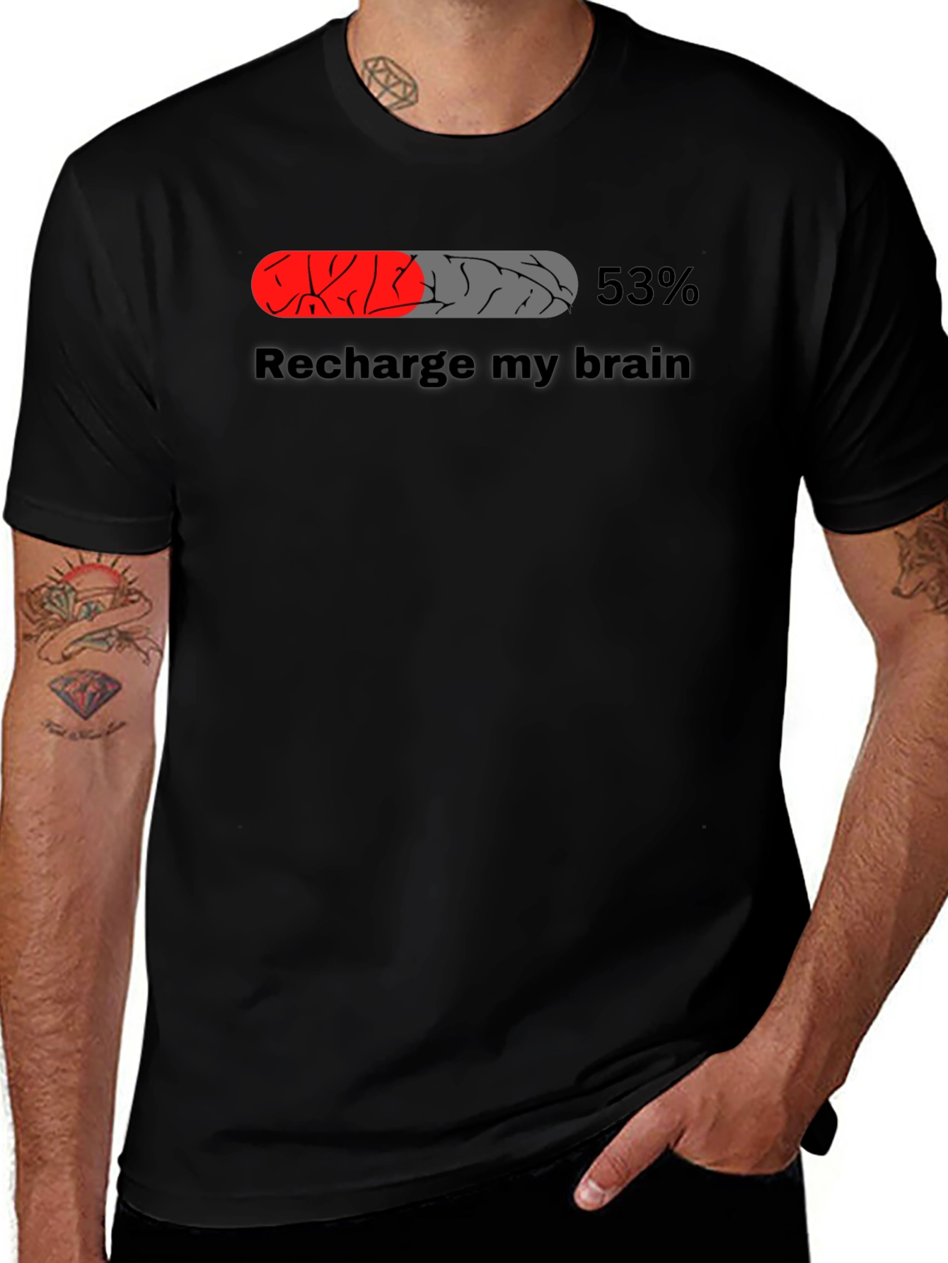 Variant 23 of Recharge My Brain T-Shirt - Funny Novelty Tee