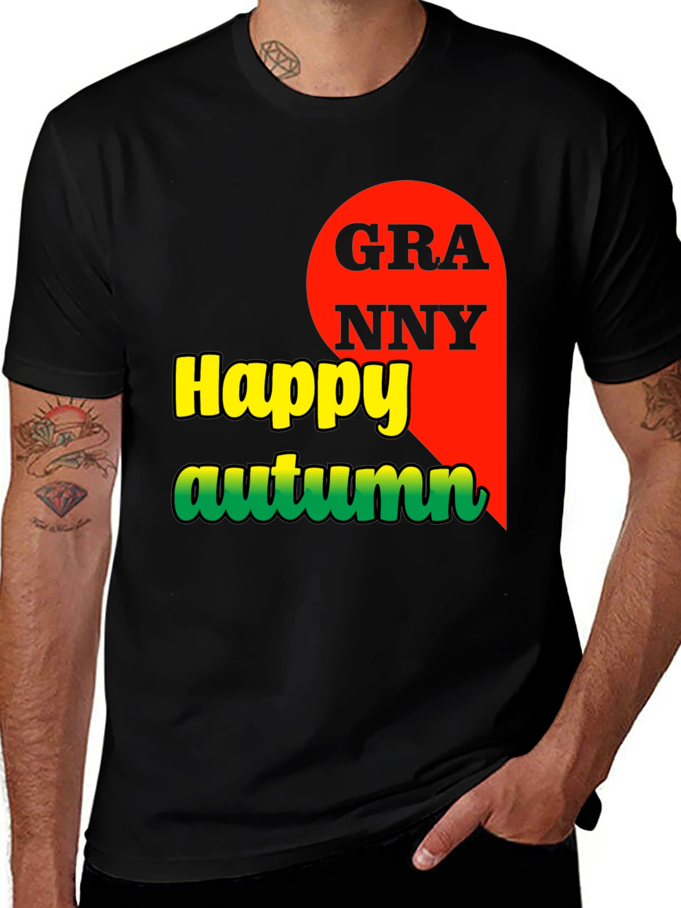 Variant 21 of Granny Happy Autumn Black T-Shirt