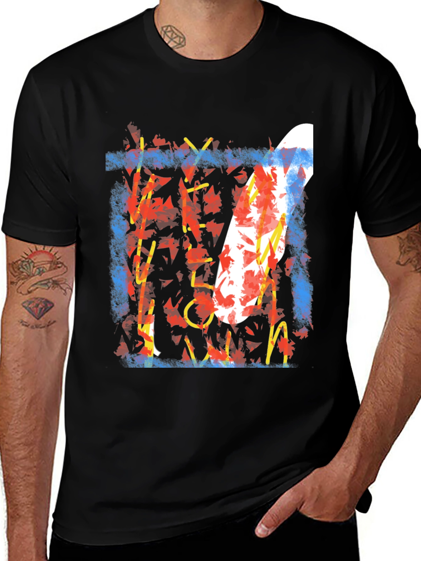 Variant 15 of Abstract Graphic Print Black T-Shirt