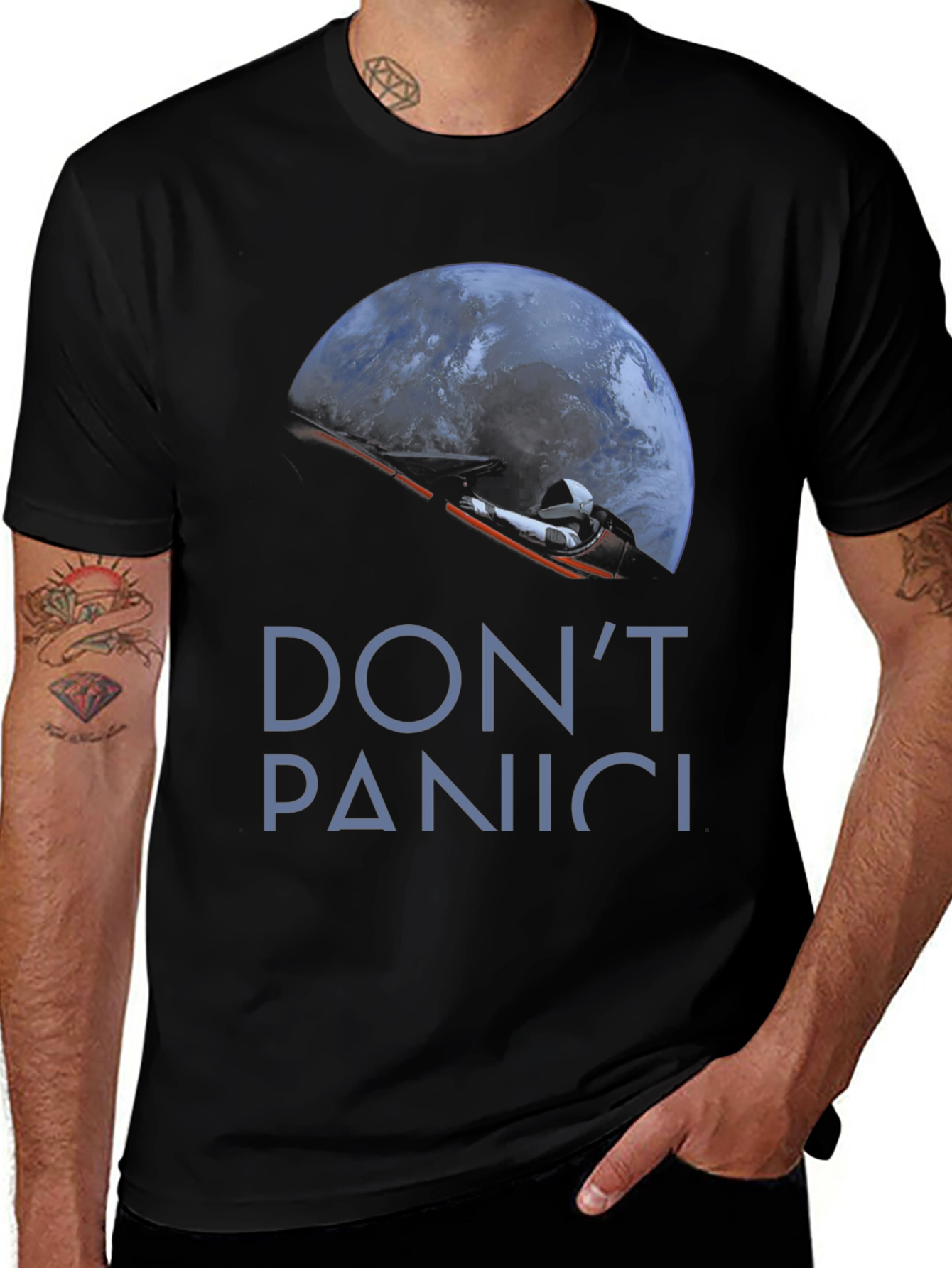 Don't Panic Space Roadster T-Shirt