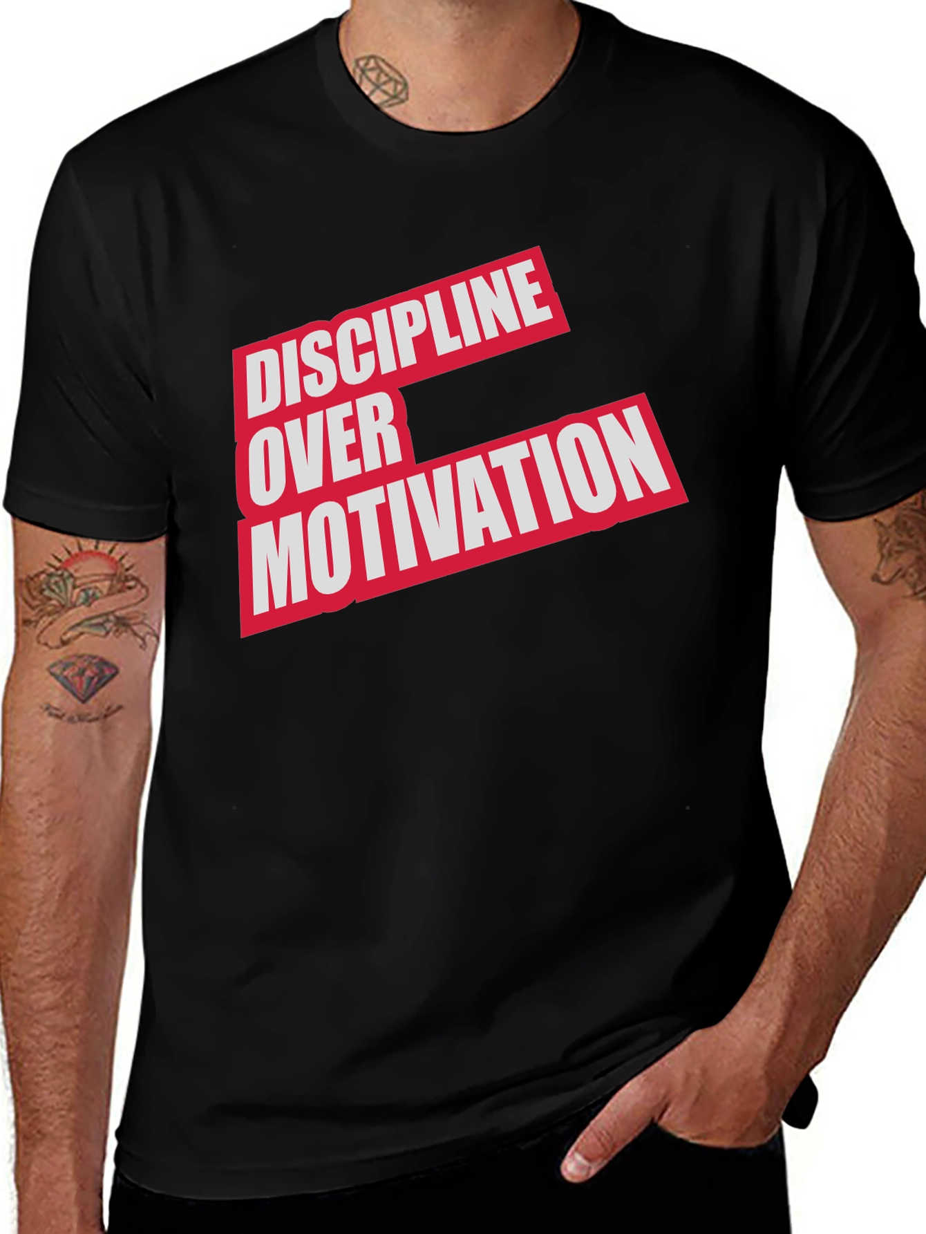 Variant 12 of Discipline Over Motivation Graphic Tee - Mens Black T-Shirt