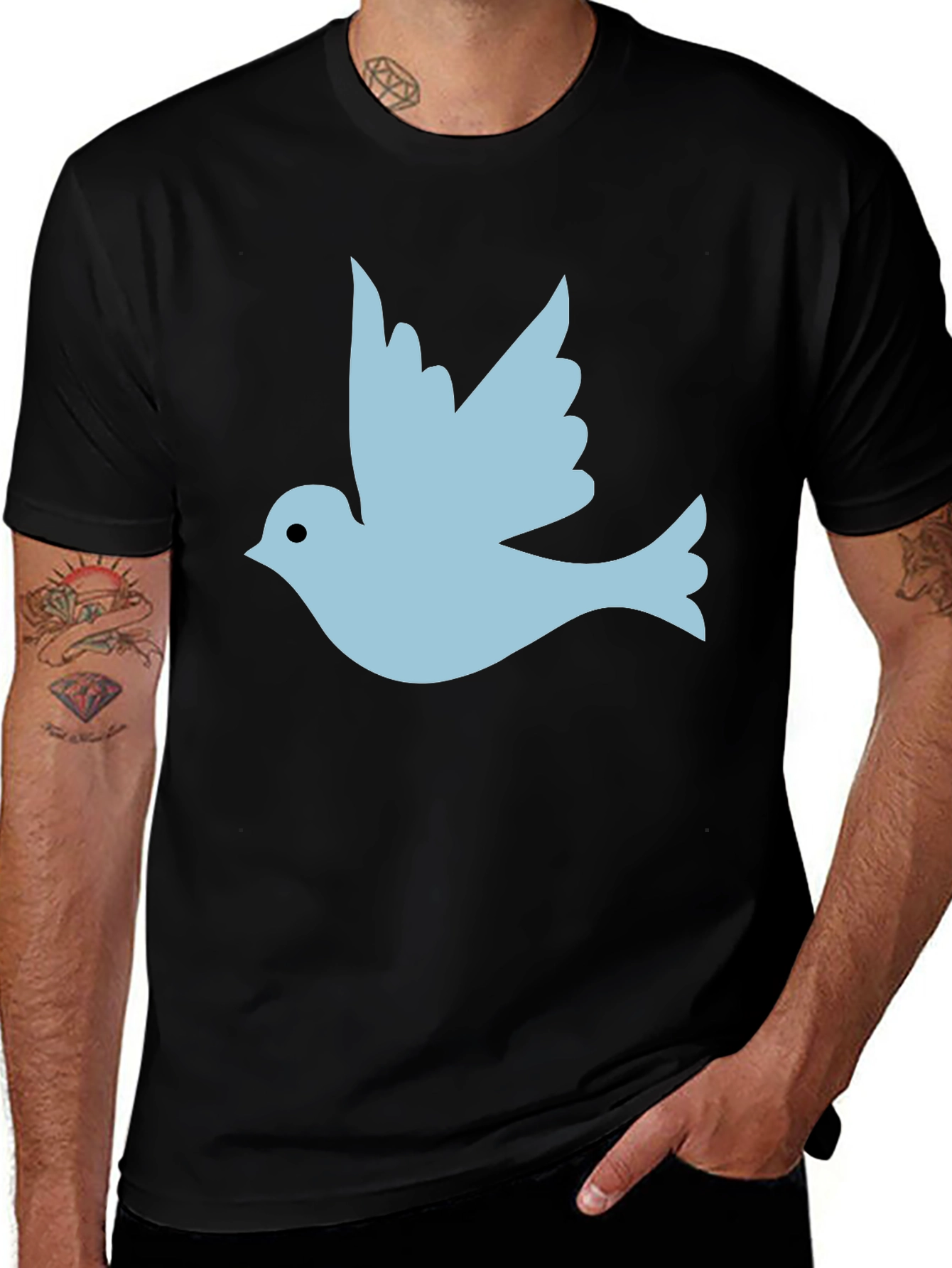 Variant 8 of Dove Graphic Tee - Men's Black T-Shirt