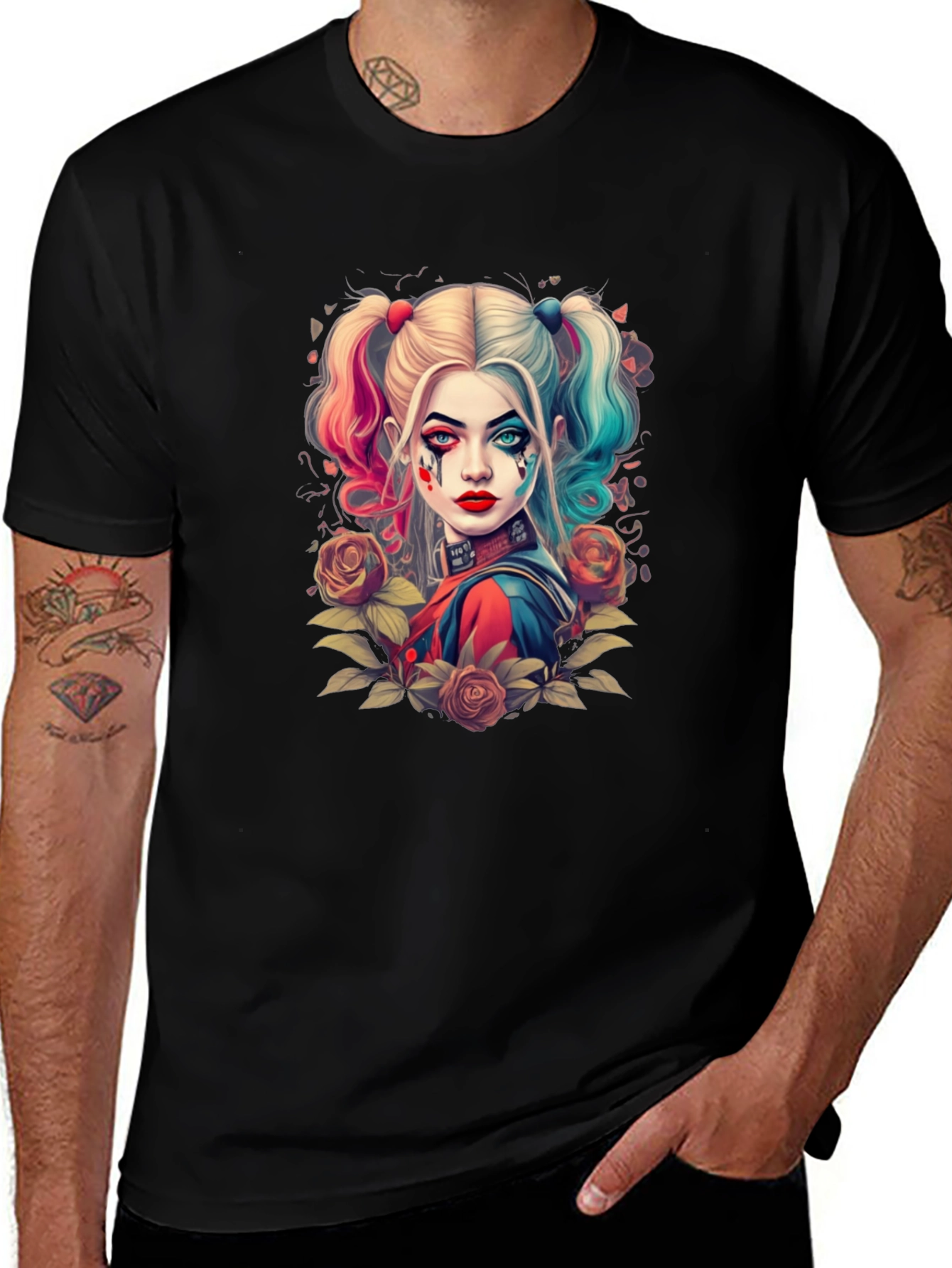 Harley Quinn Graphic Tee - Black Cotton T-Shirt