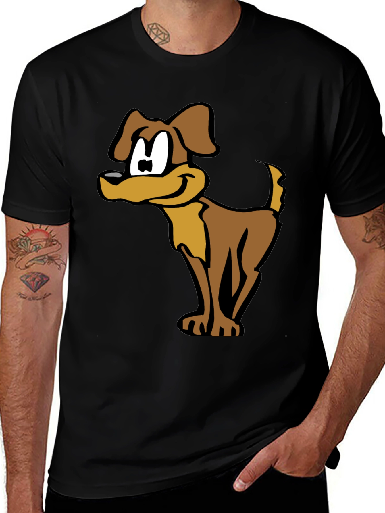 Variant 25 of Cartoon Dog Graphic Tee - Black