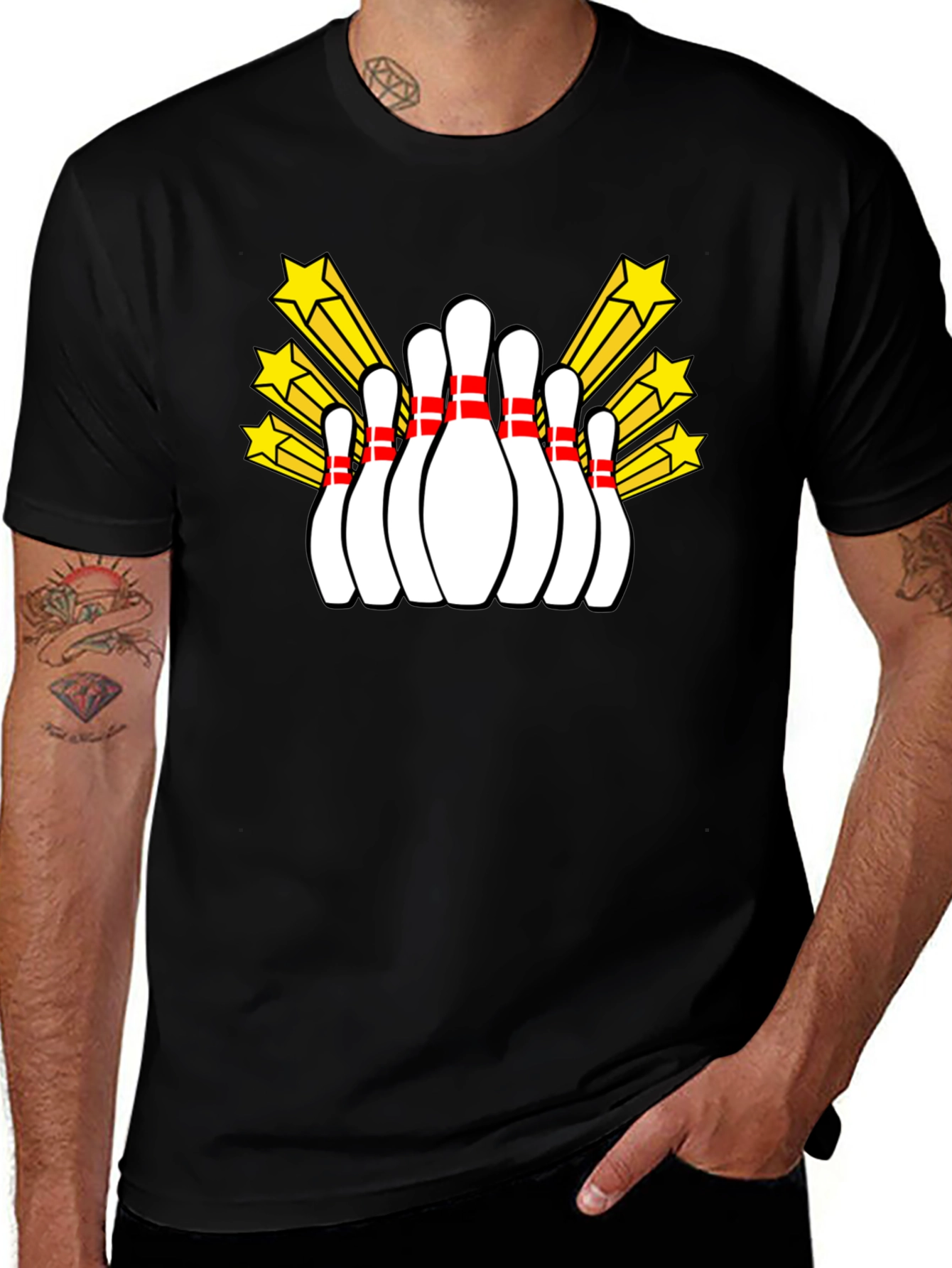 Variant 9 of Bowling Pin Starburst Graphic Tee - Black