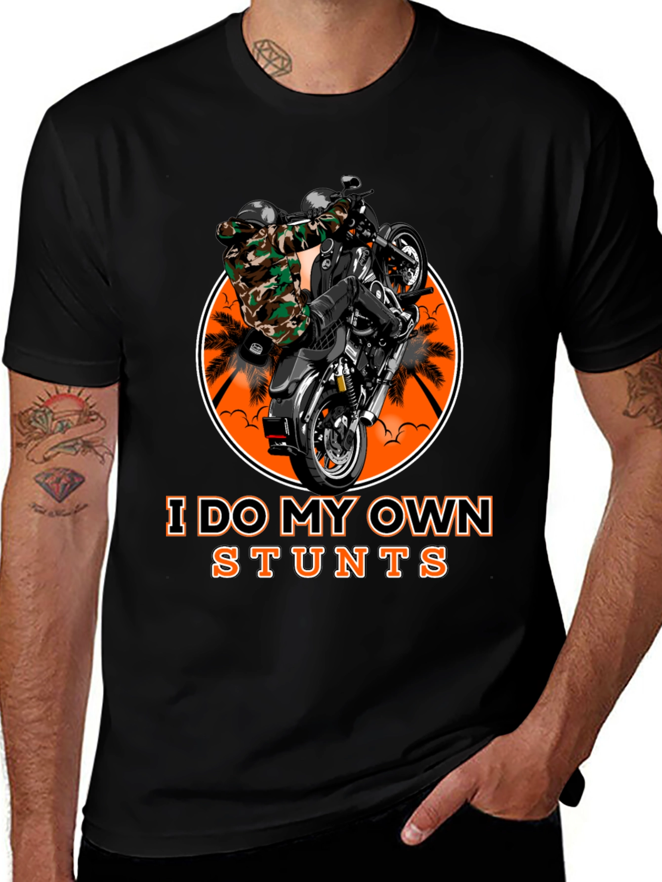 Variant 17 of I Do My Own Stunts Black Graphic T-Shirt