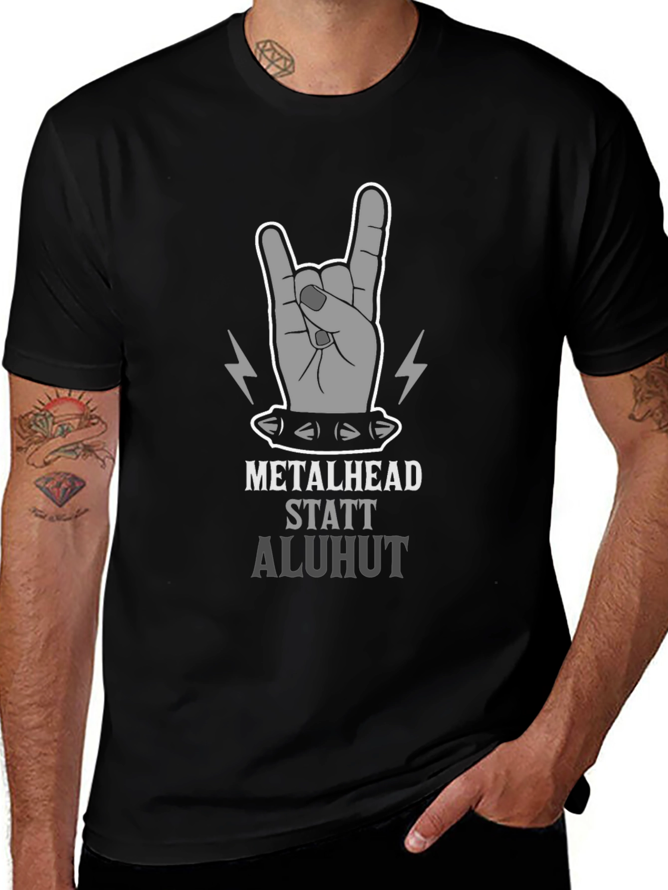 Variant 24 of Metalhead T-Shirt - Rock On Hand Graphic
