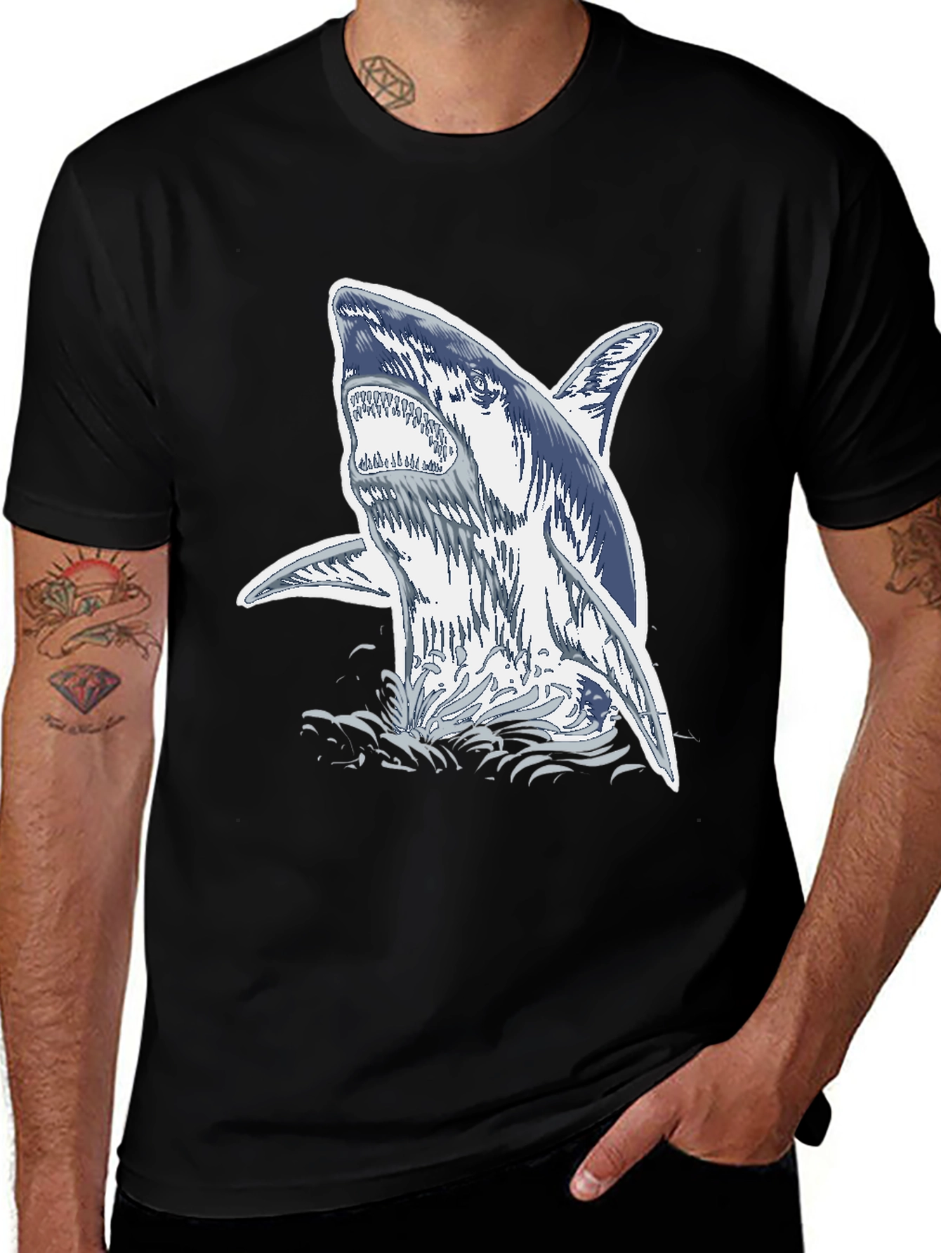 Variant 14 of Shark Graphic Black T-Shirt