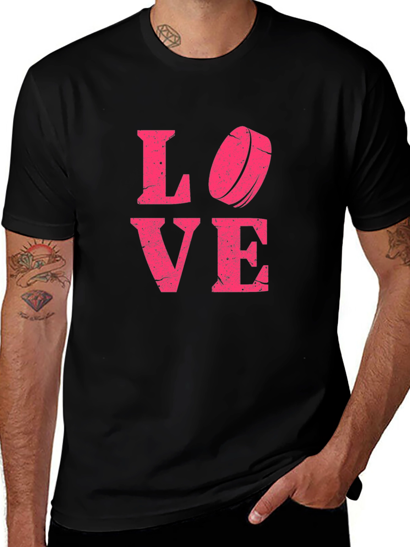 Variant 9 of Love Hockey T-Shirt - Pink Graphic Tee