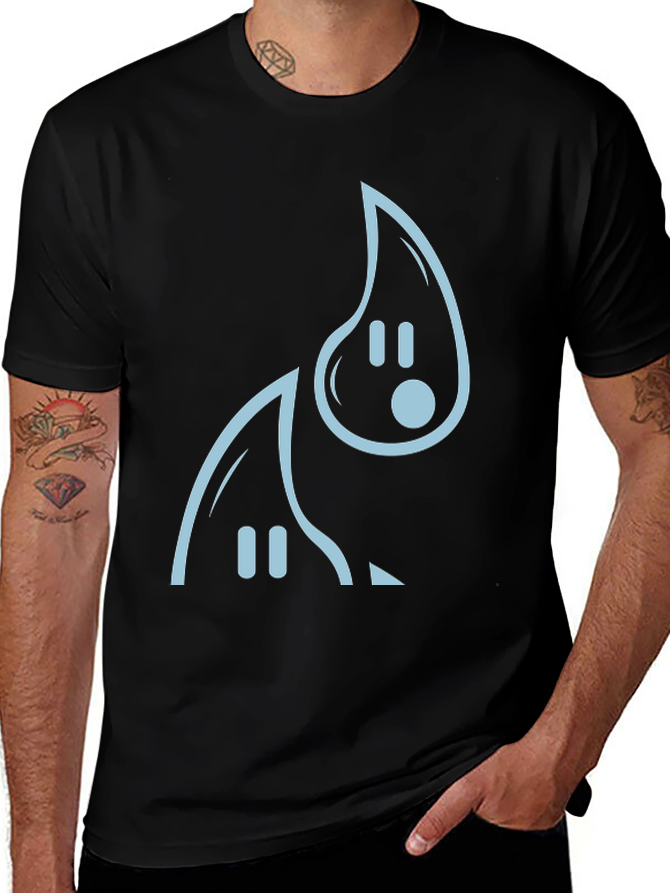 Variant 9 of Minimalist Ghost Graphic T-Shirt - Black