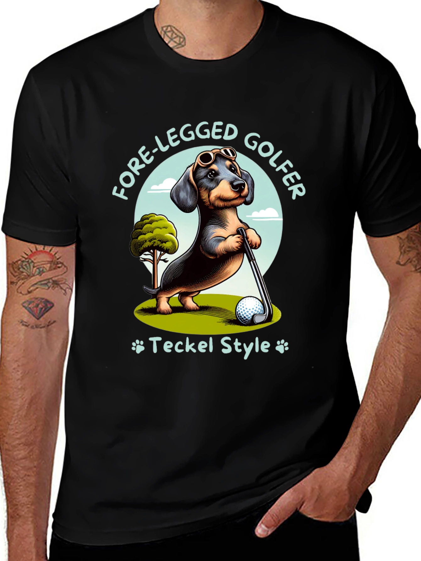 Variant 10 of Fore-Legged Golfer Dachshund T-Shirt
