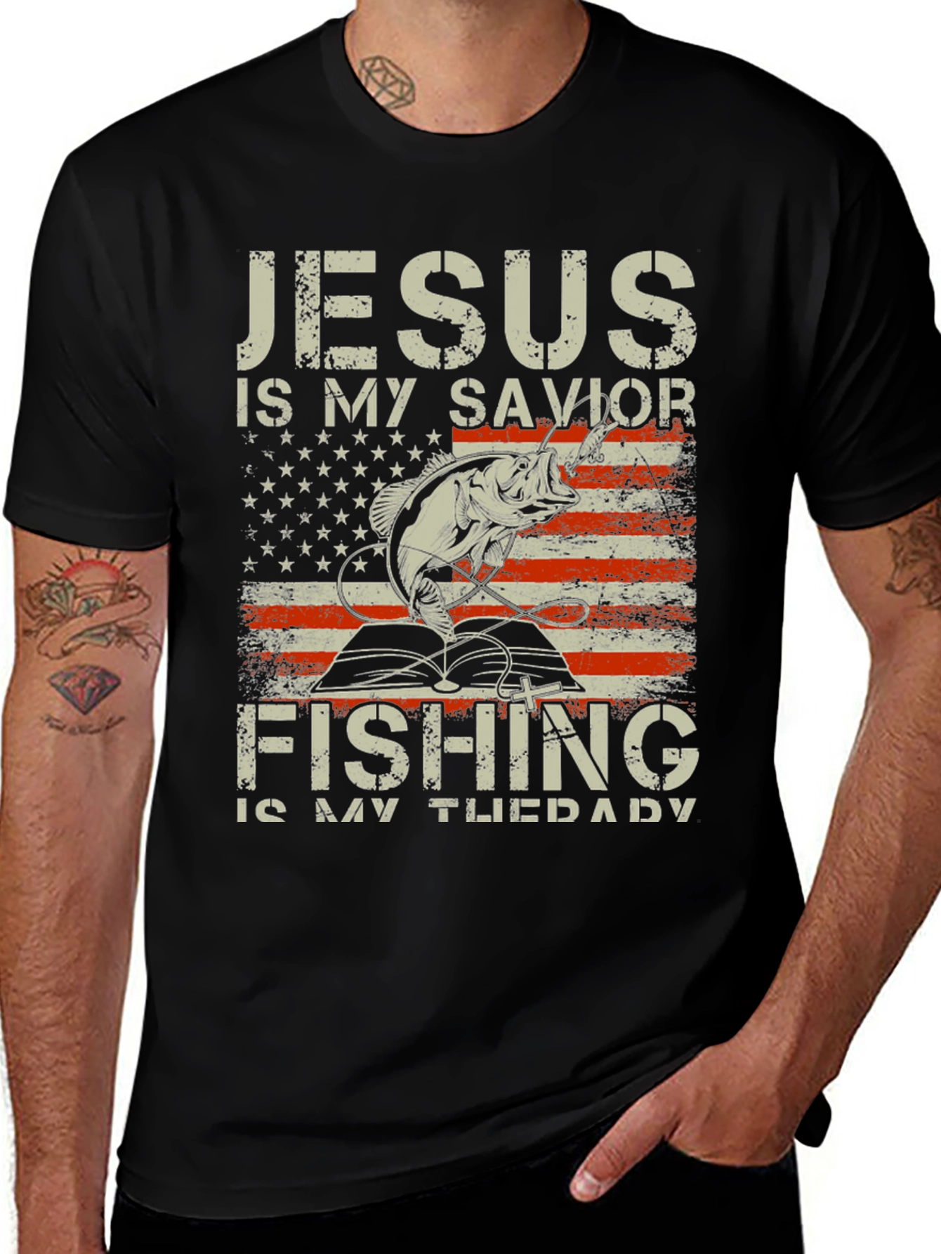 Jesus Is My Savior Fishing Is My Therapy T-Shirt