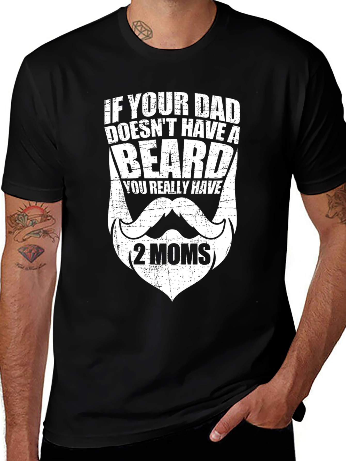 Variant 8 of Funny Bearded Dad T-Shirt - Two Moms