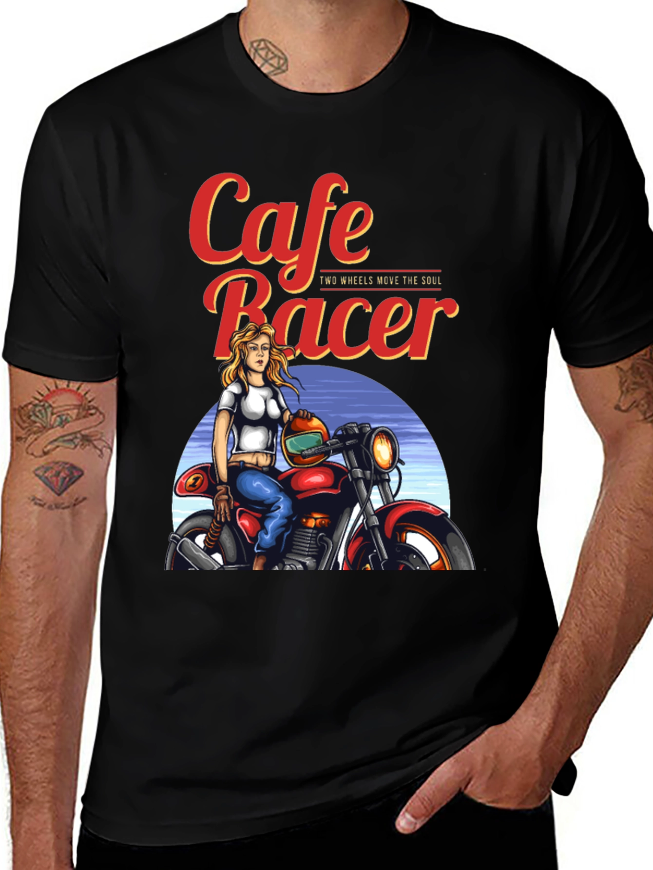 Variant 17 of Cafe Racer Graphic T-Shirt - Motorcycle Biker Design