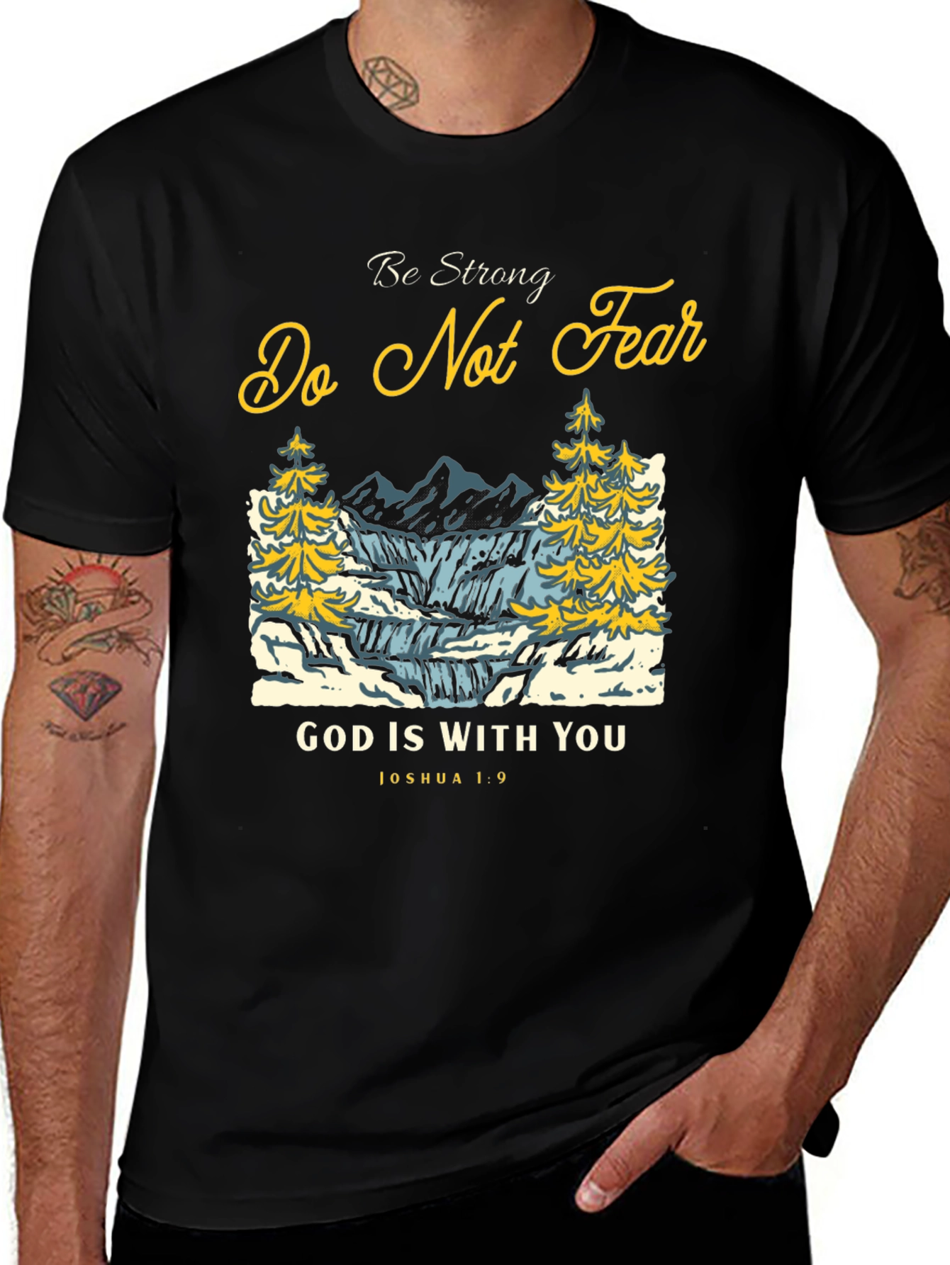 Variant 21 of Be Strong T-Shirt: Christian Graphic Tee for Men