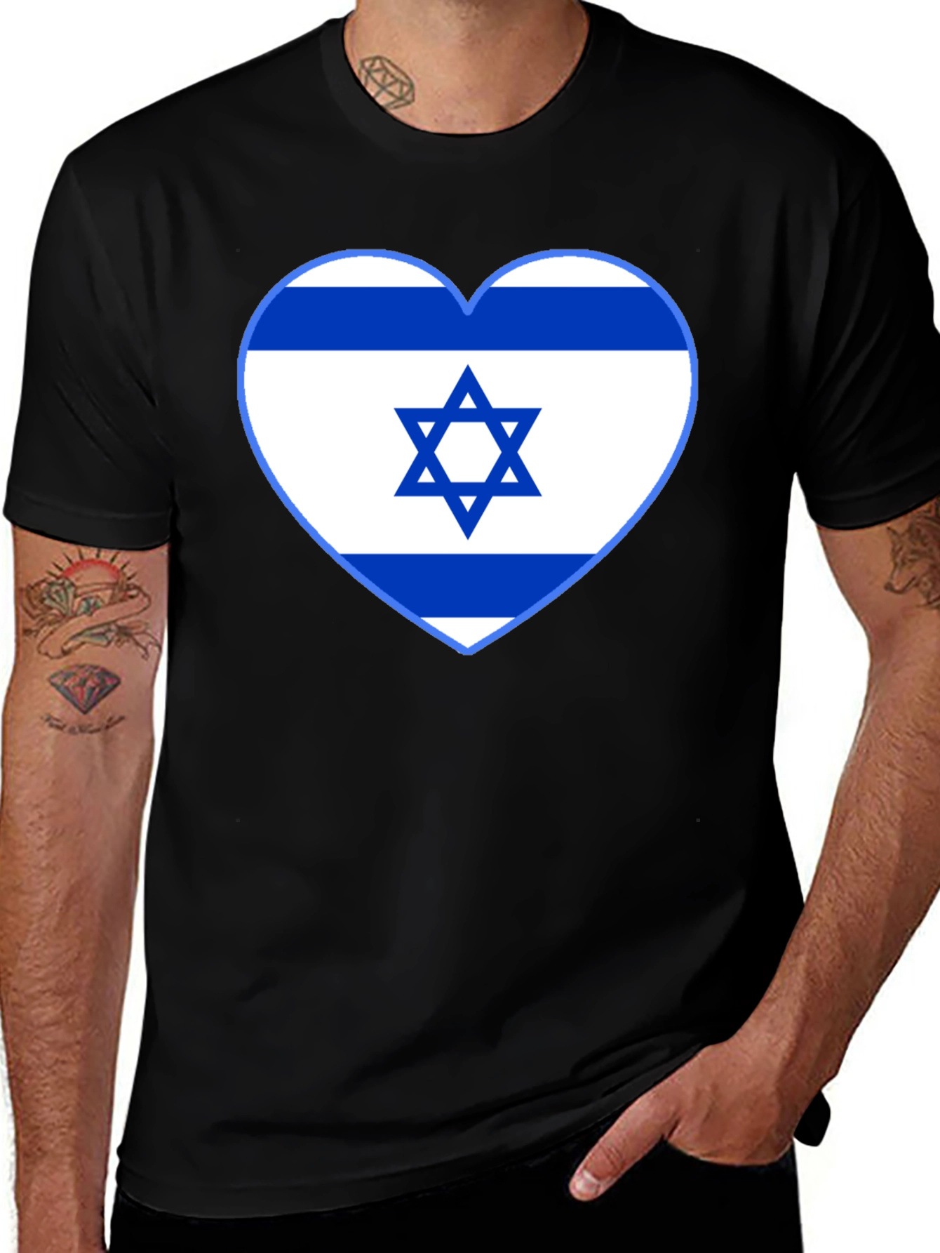 Variant 27 of Israel Flag Heart T-Shirt - Show Your Support!