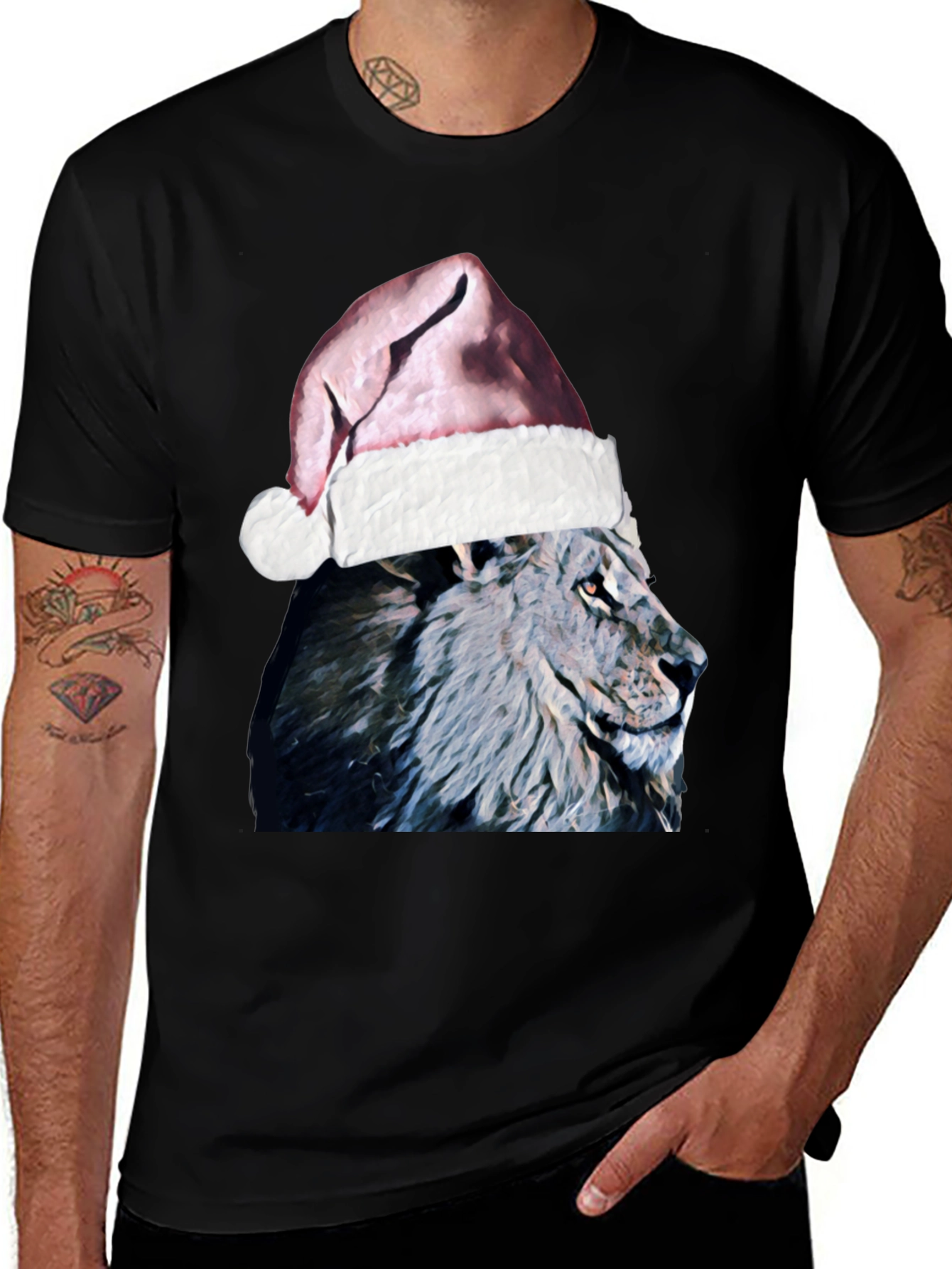 Variant 5 of Festive Lion T-Shirt - Holiday Animal Tee