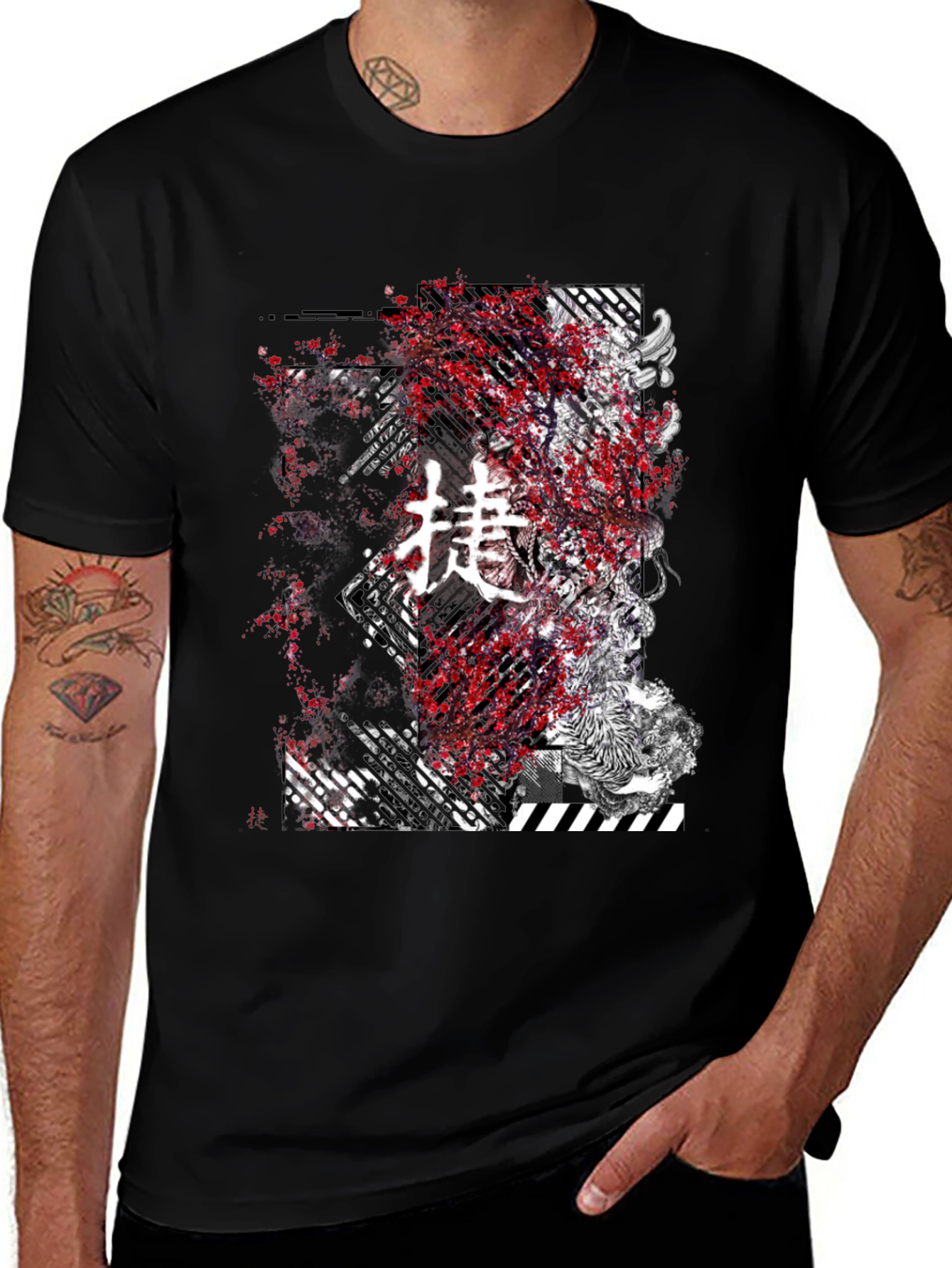 Variant 27 of Graphic Black T-Shirt - Japanese Art Skull