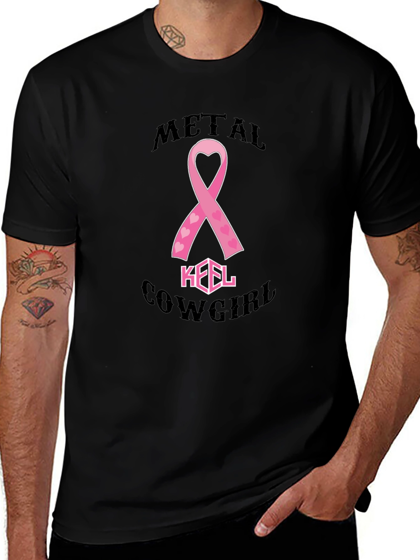 Metal Cowgirl Breast Cancer Awareness T-Shirt