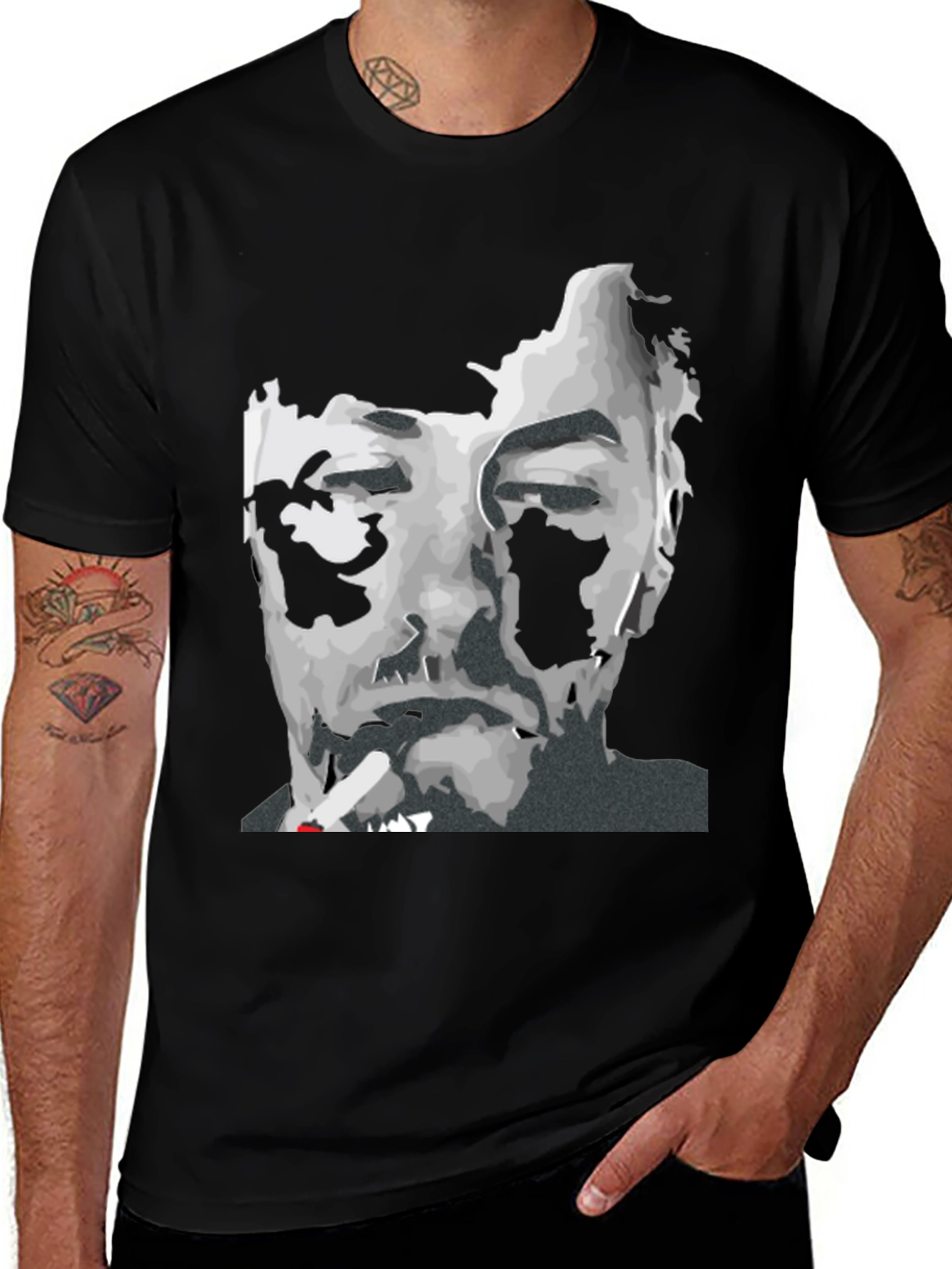 Variant 8 of Abstract Face Graphic Black T-Shirt