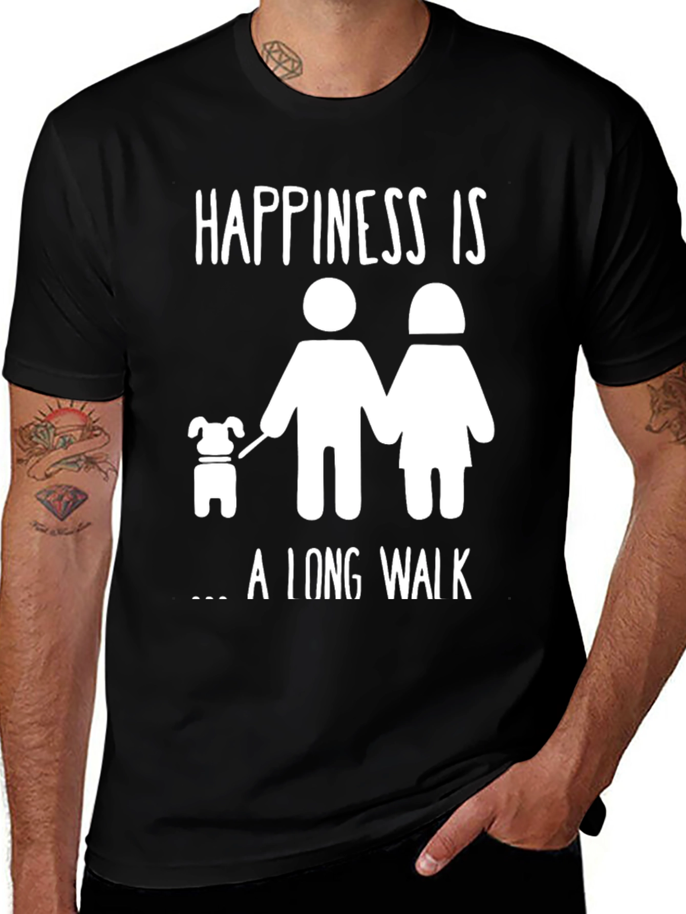 Black Happiness is a Long Walk T-Shirt - Cute Dog Lover Tee main image