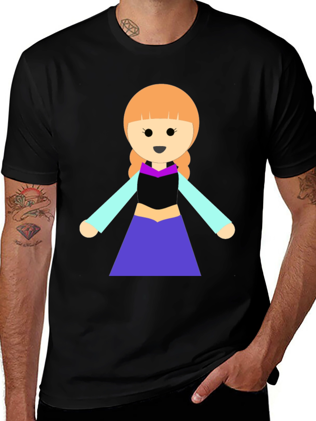 Variant 5 of Cartoon Anna Graphic Tee - Black