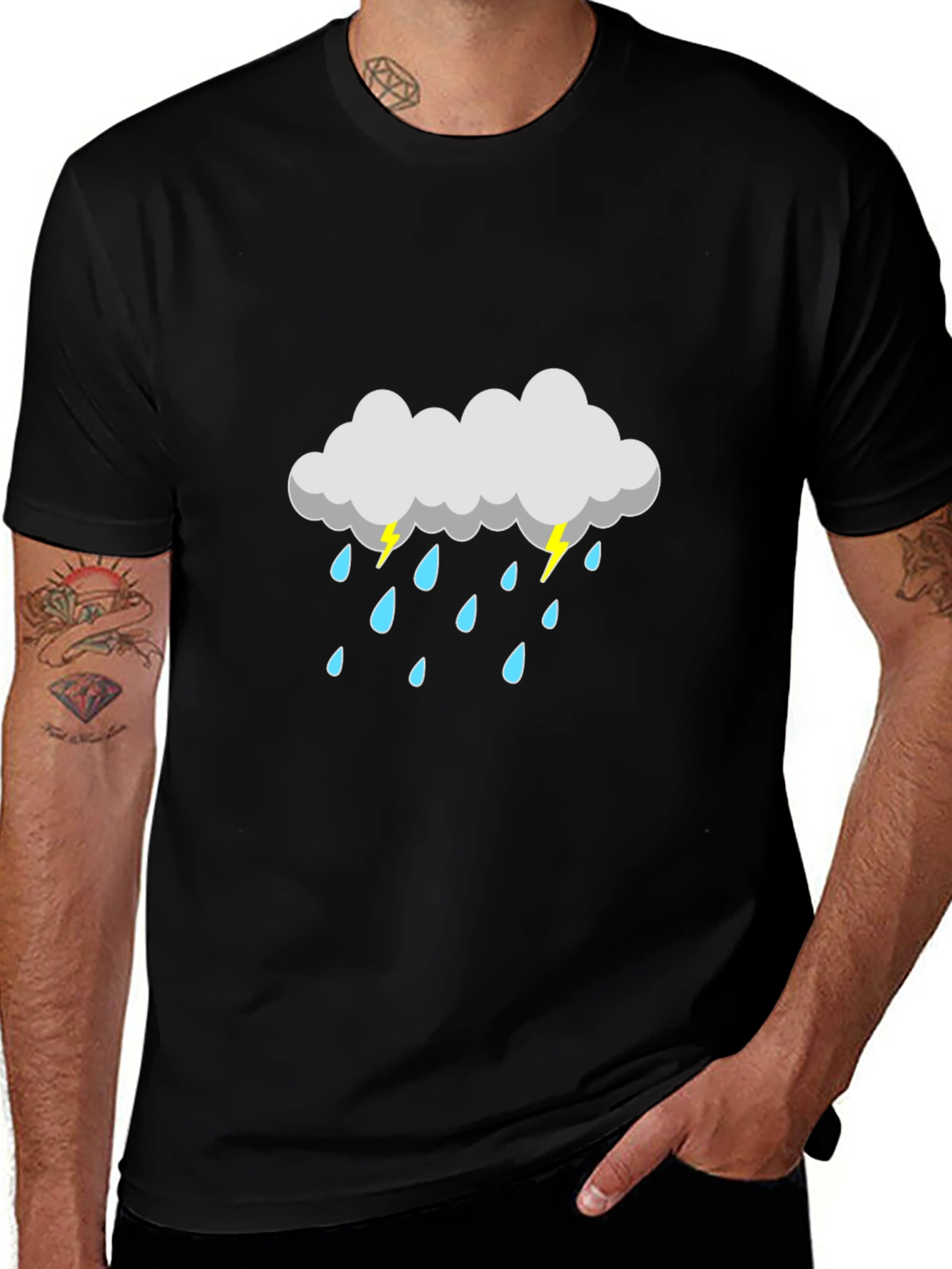 Stormy Cloud Graphic Tee - Black Cotton